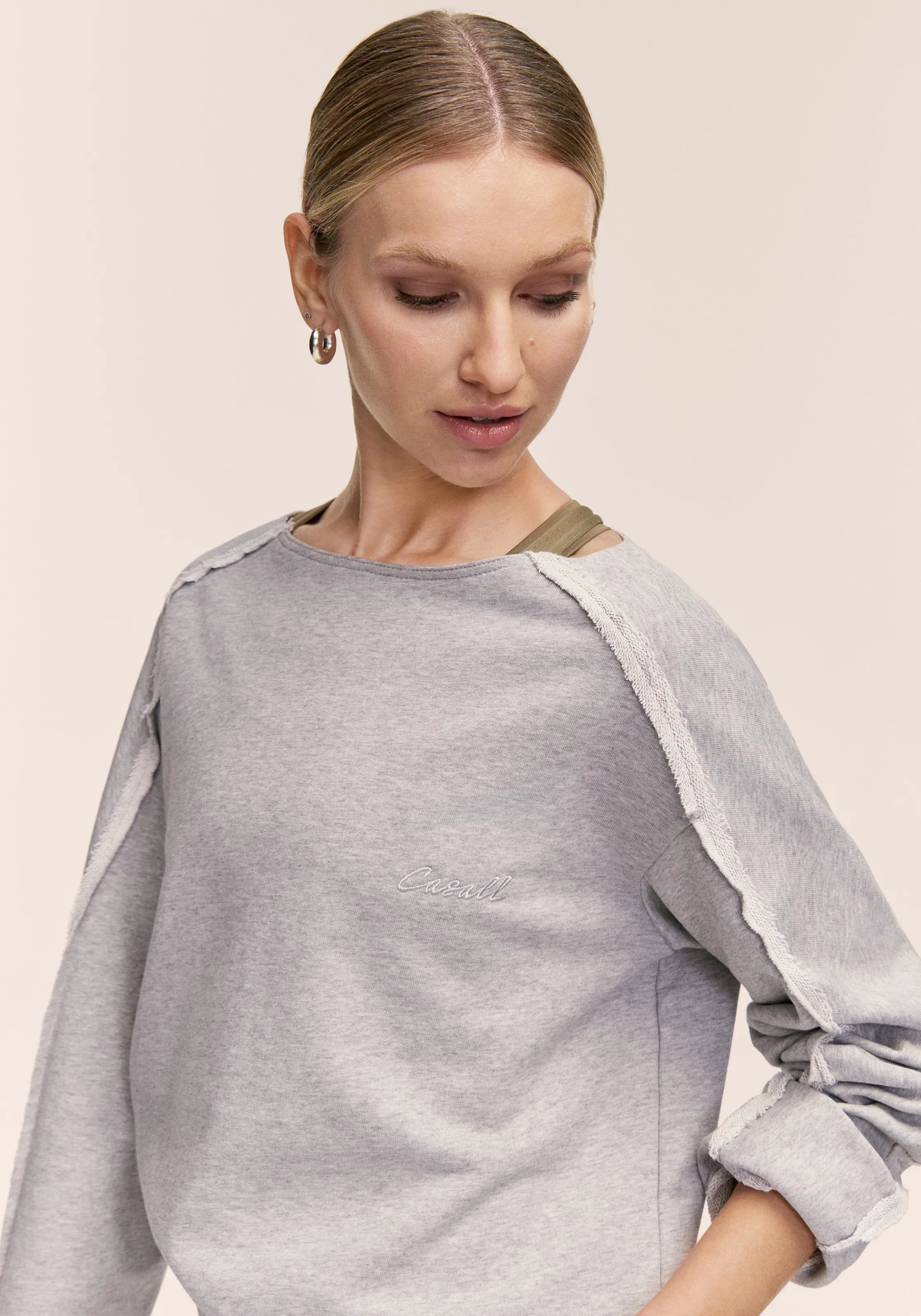 Casall Reversed Seam Terry Crew Felpa Grigio Melange cotone