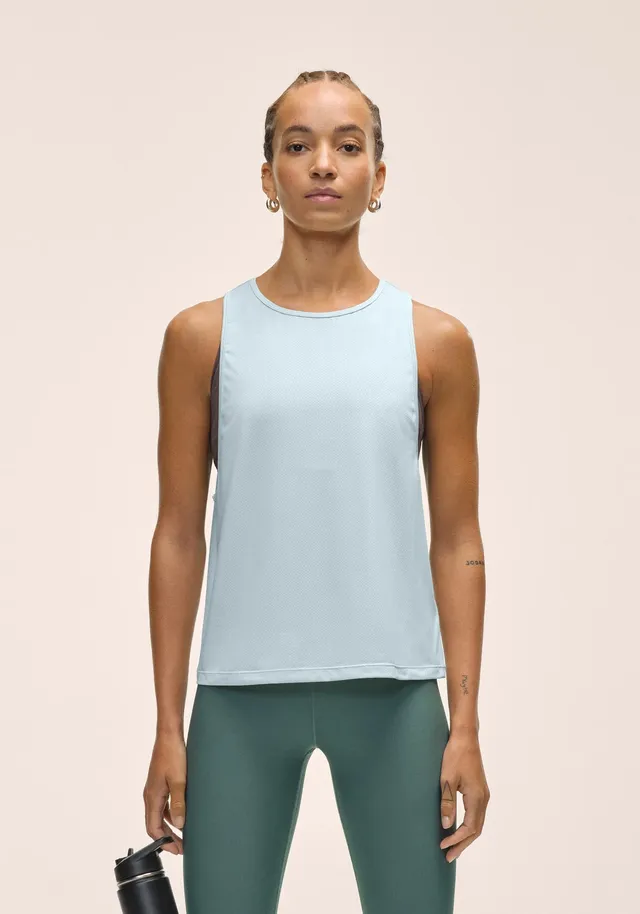 Casall Laser Mesh Flow Tank canotta sportiva azzurra mesh