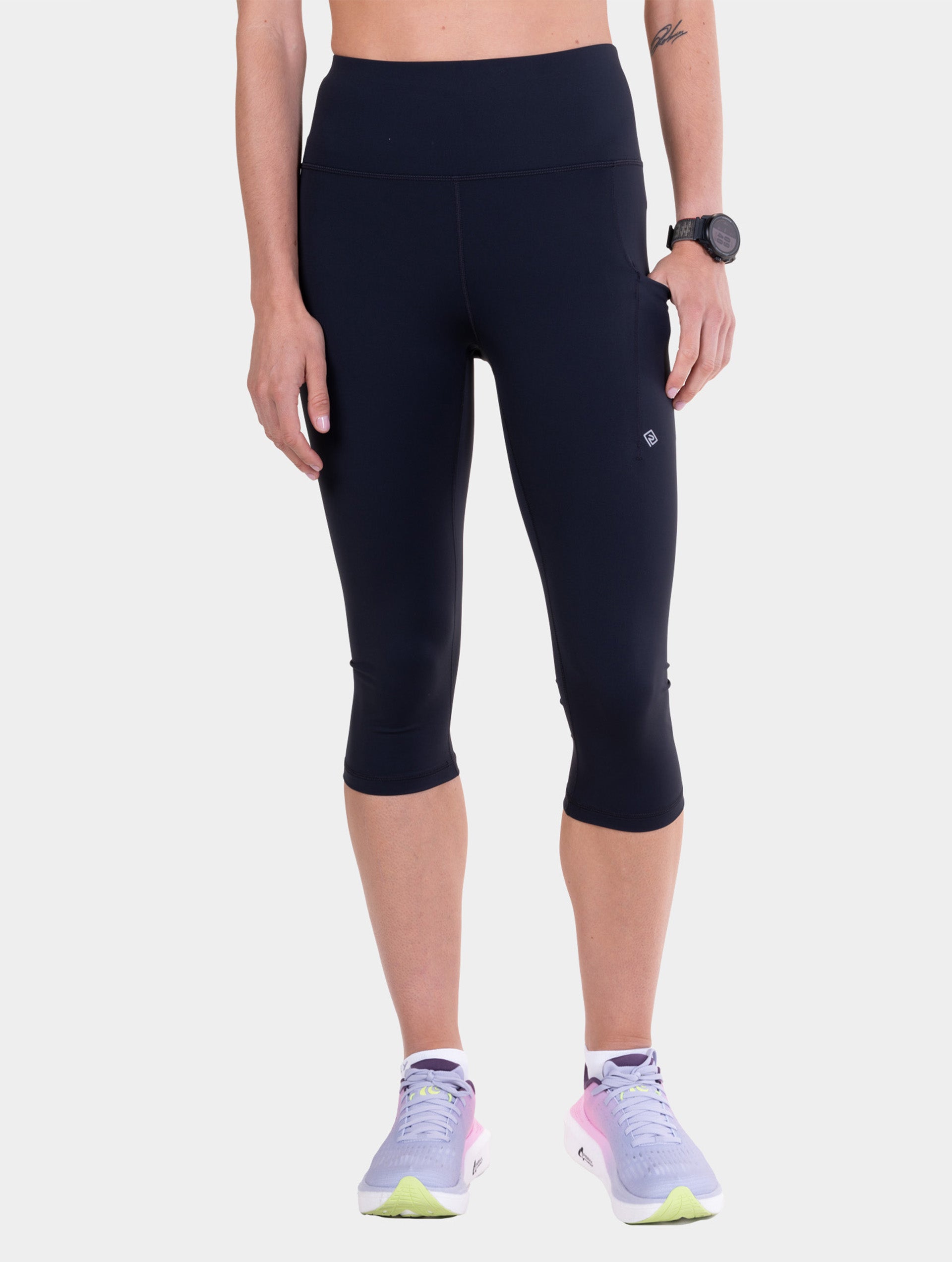 Ronhill Tech Contour Capri leggings donna nero elasticizzato