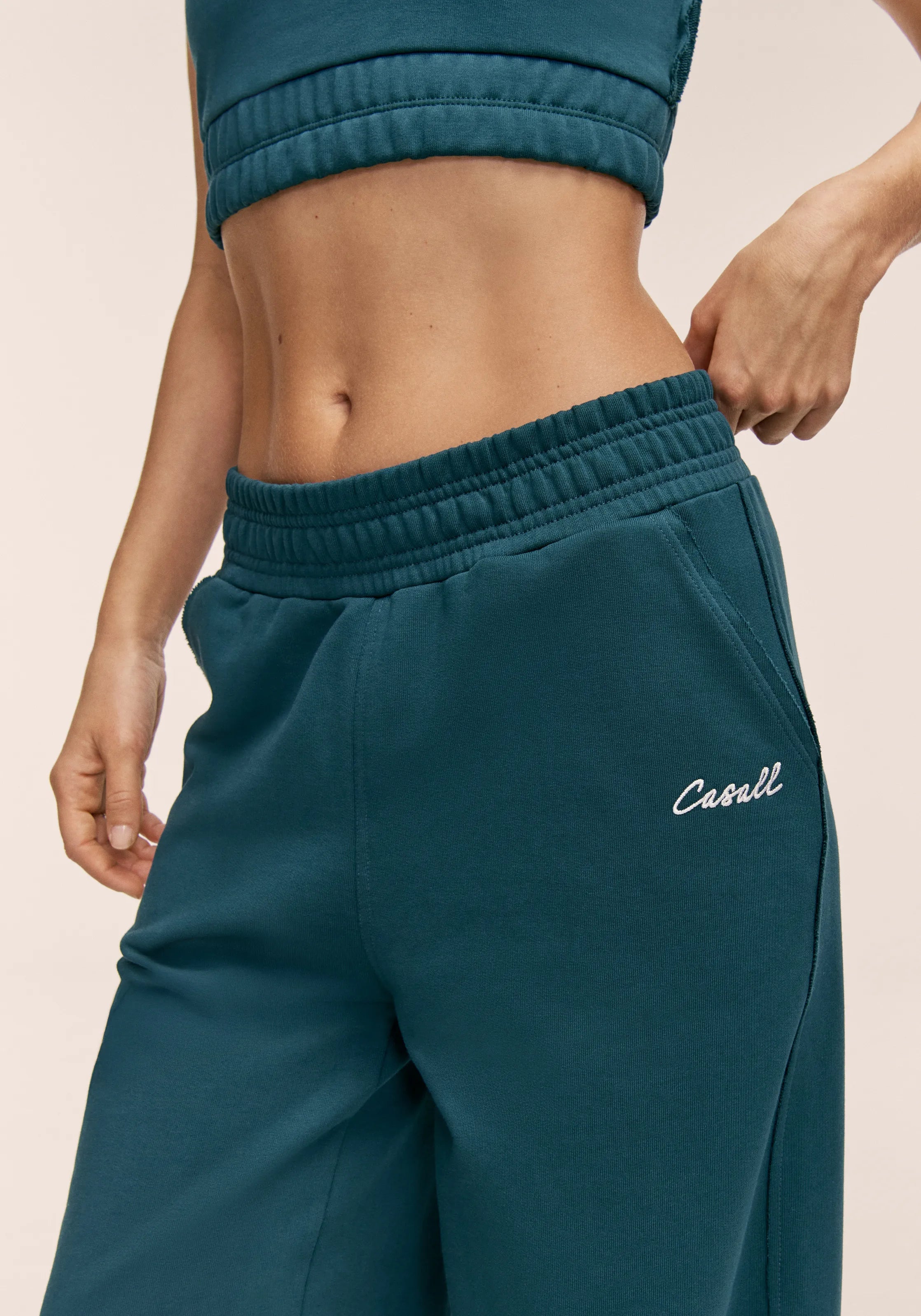 Casall Reversed Seam Terry Loose Pants tuta verde larghi