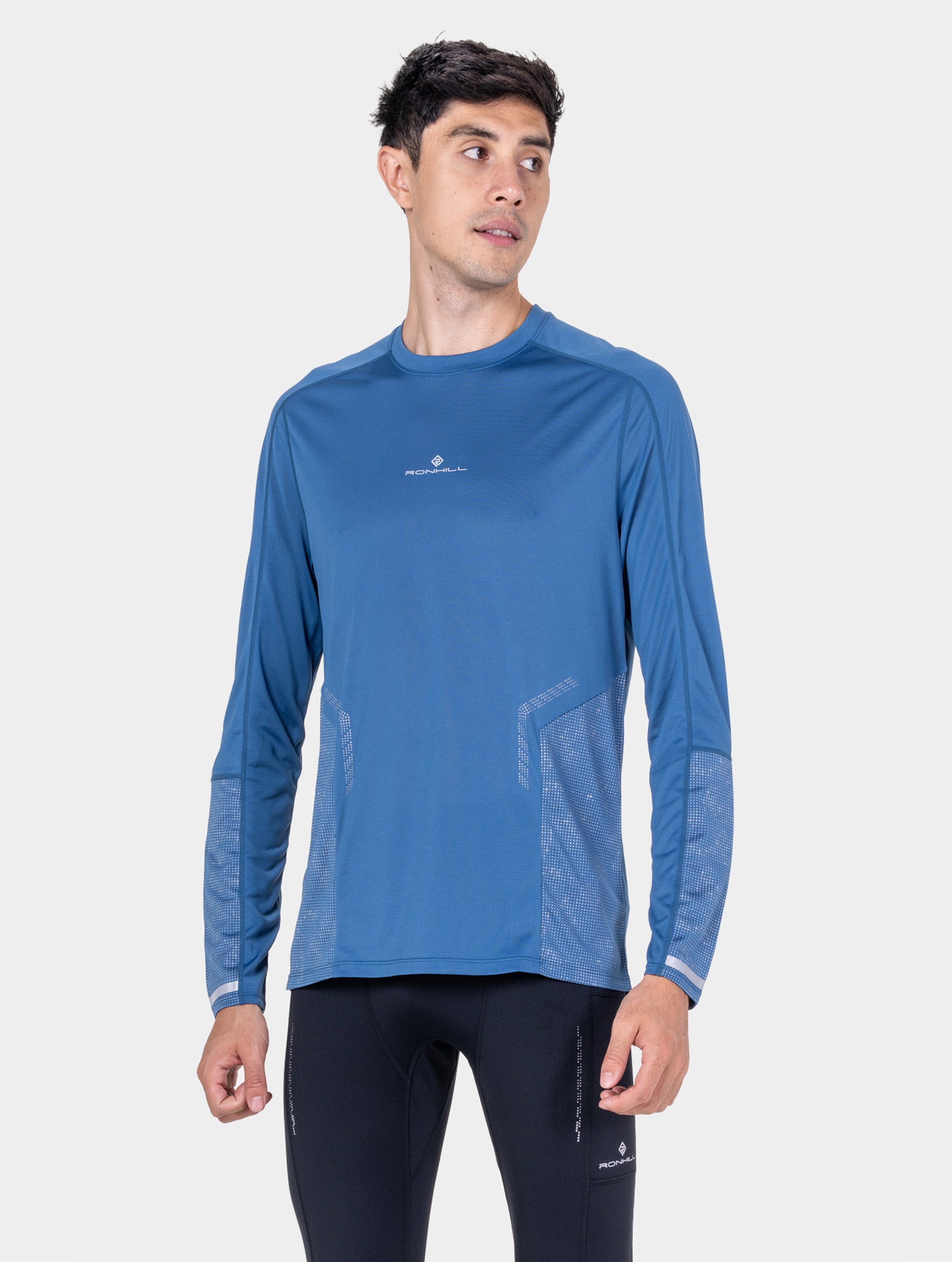 Ronhill Tech Reflect L/S Tee maglia manica lunga Glacier riflettente
