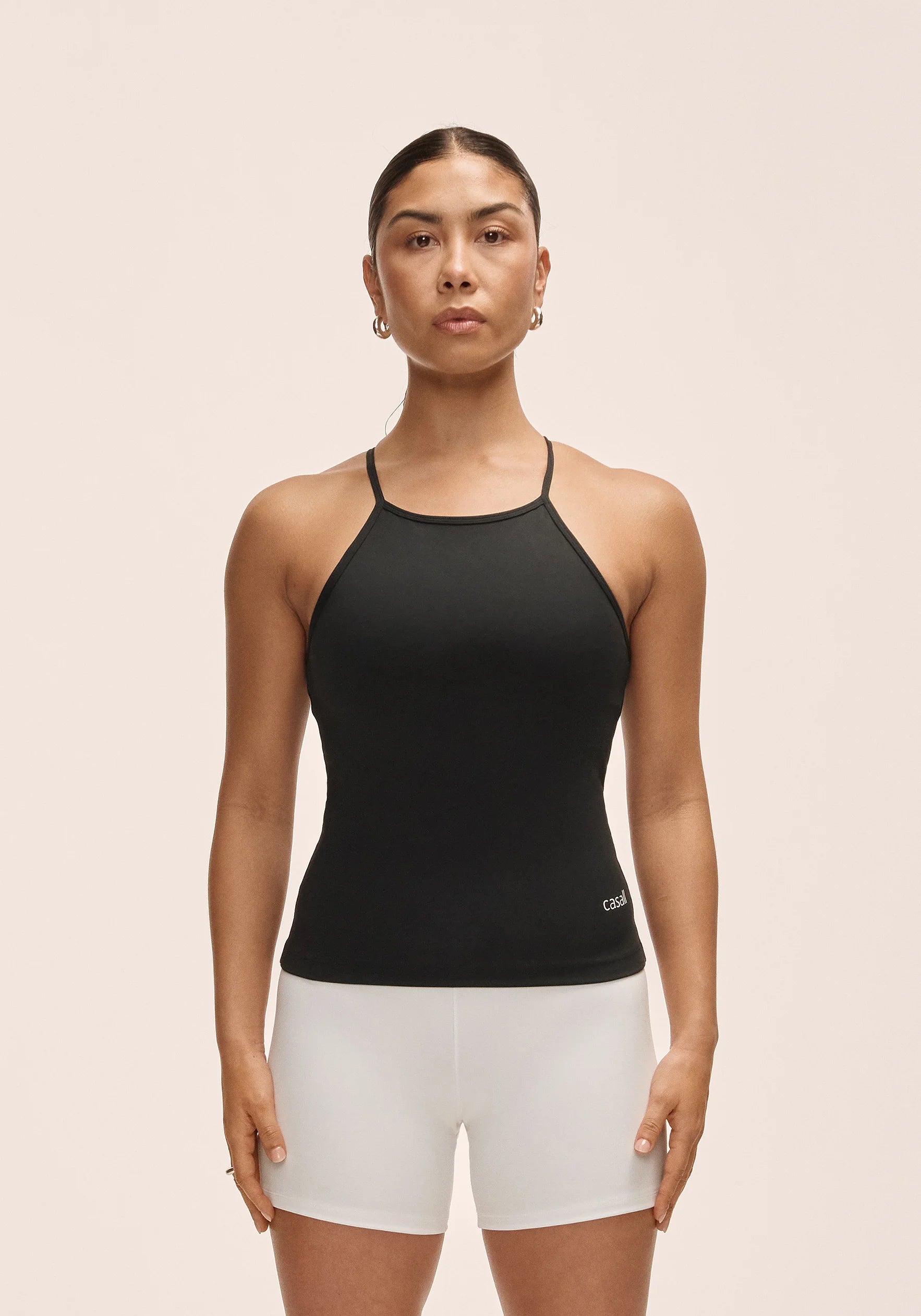 Casall Built-In-Bra Halterneck Tank top Black contenitivo
