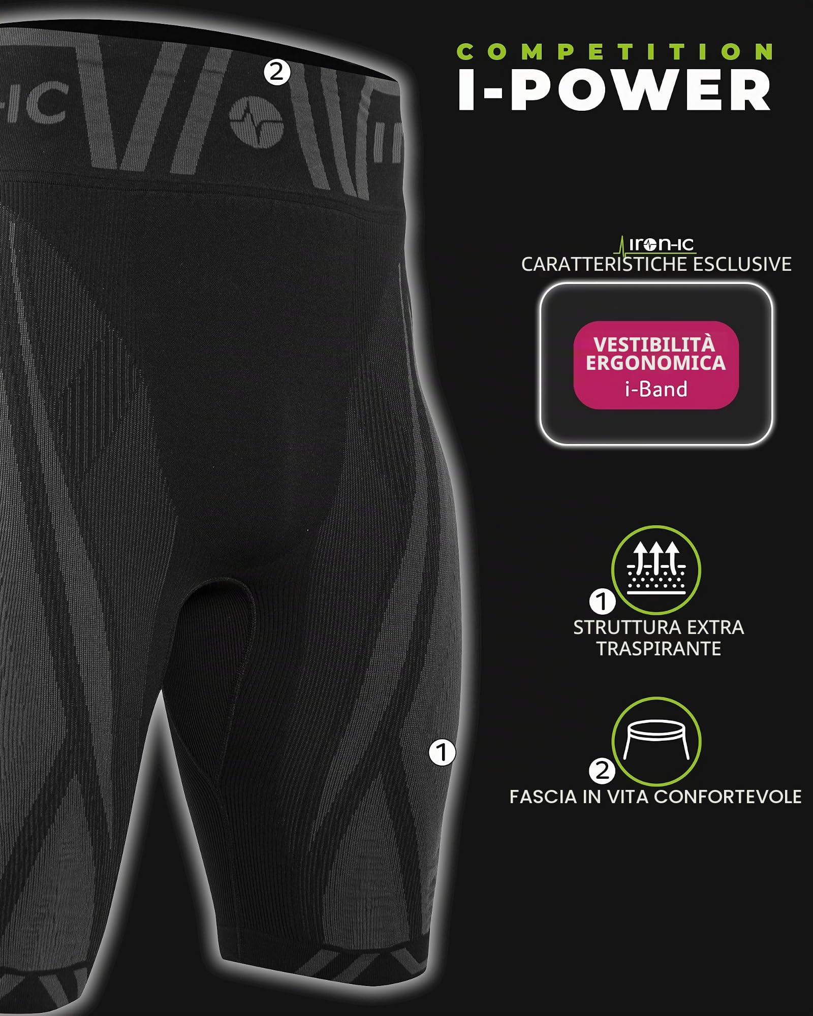 Iron-Ic I-Power 400810 pantaloncini compressione traspiranti