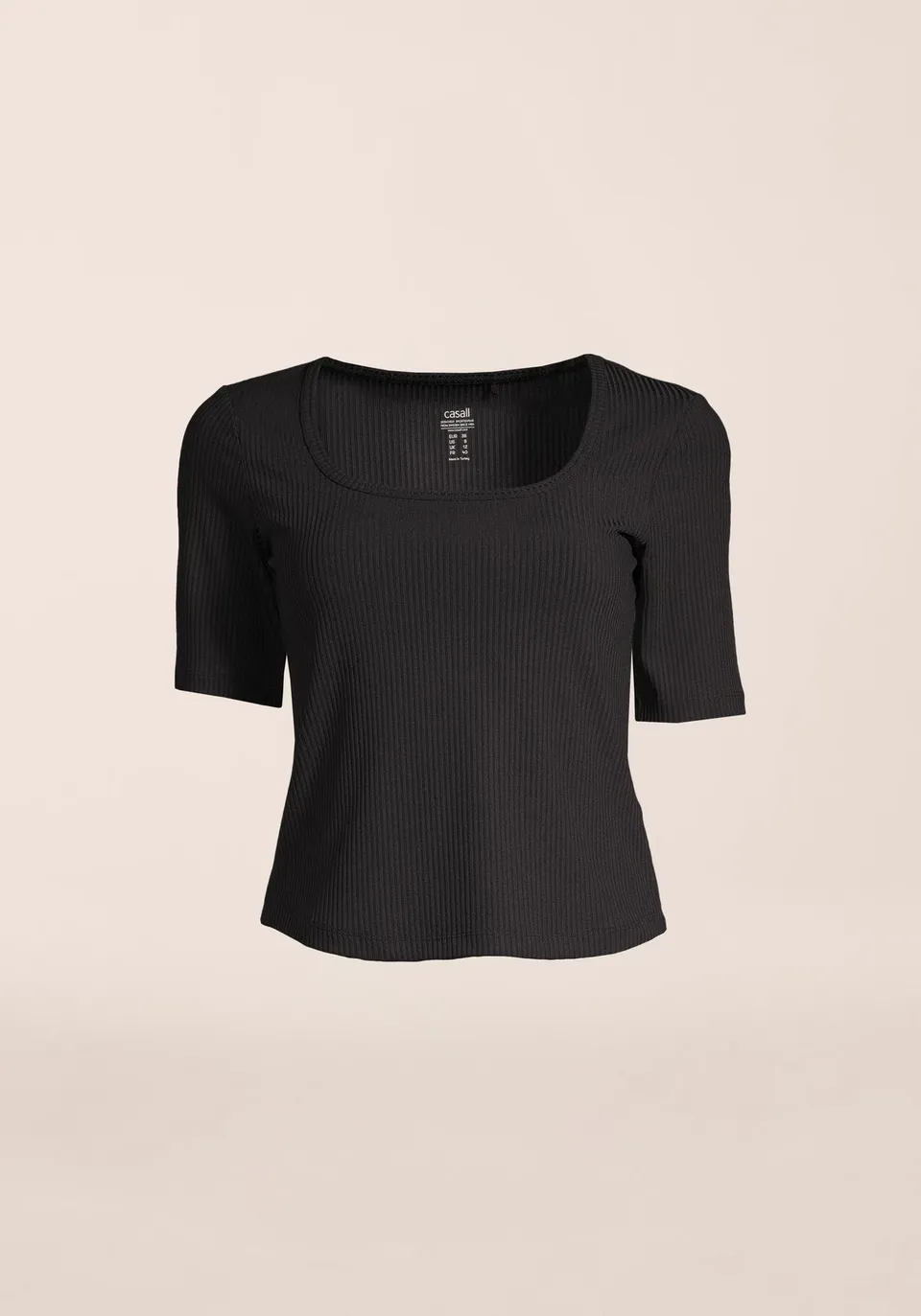 Casall Scoop Rib Tee maglietta nera elasticizzata