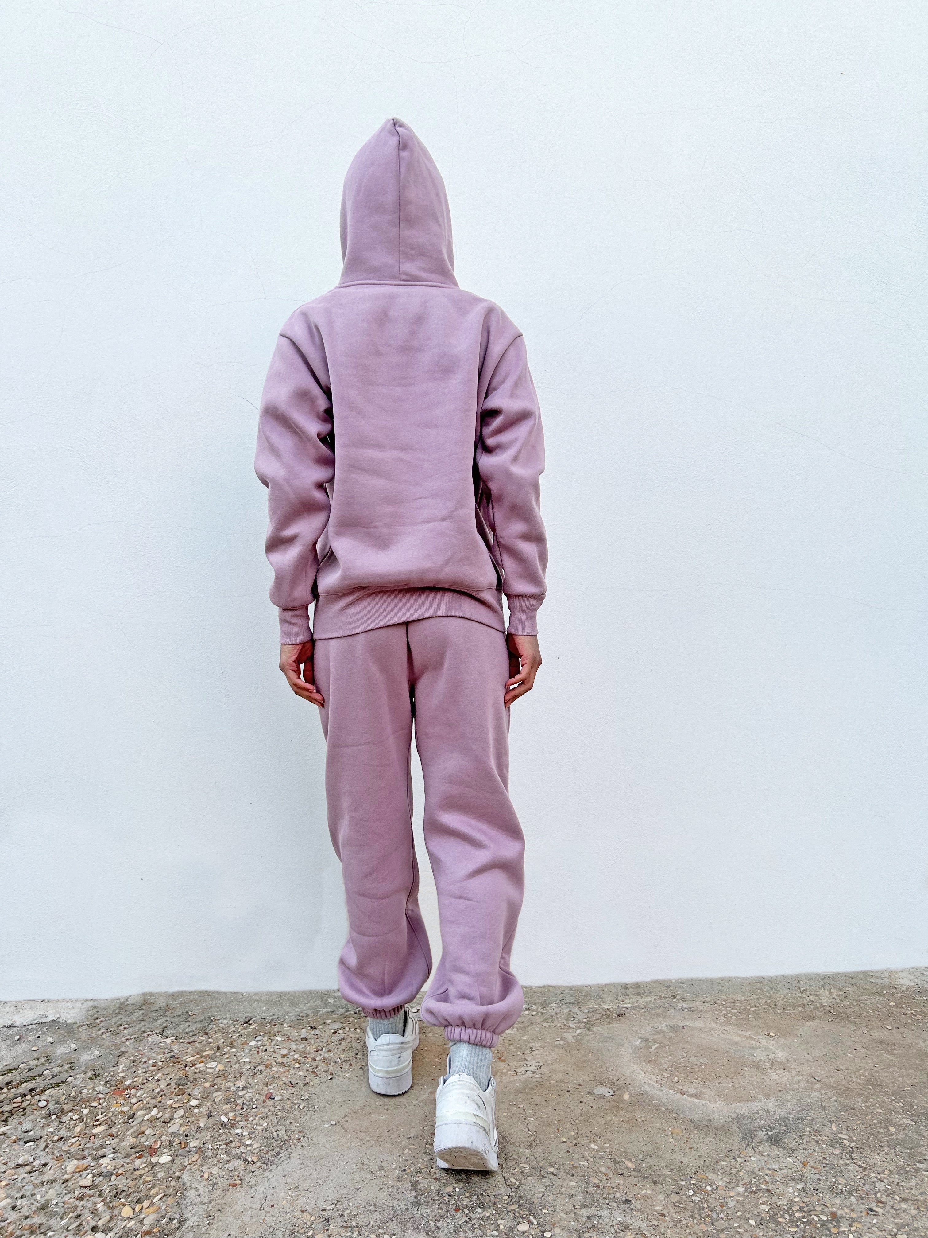 VB Light Purple tuta in cotone felpato con cappuccio