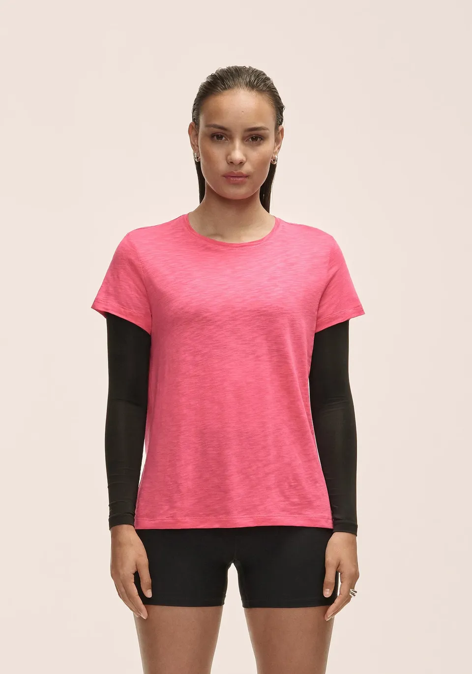 Casall Soft Texture Tee T-shirt Ruby Blush in Tencel