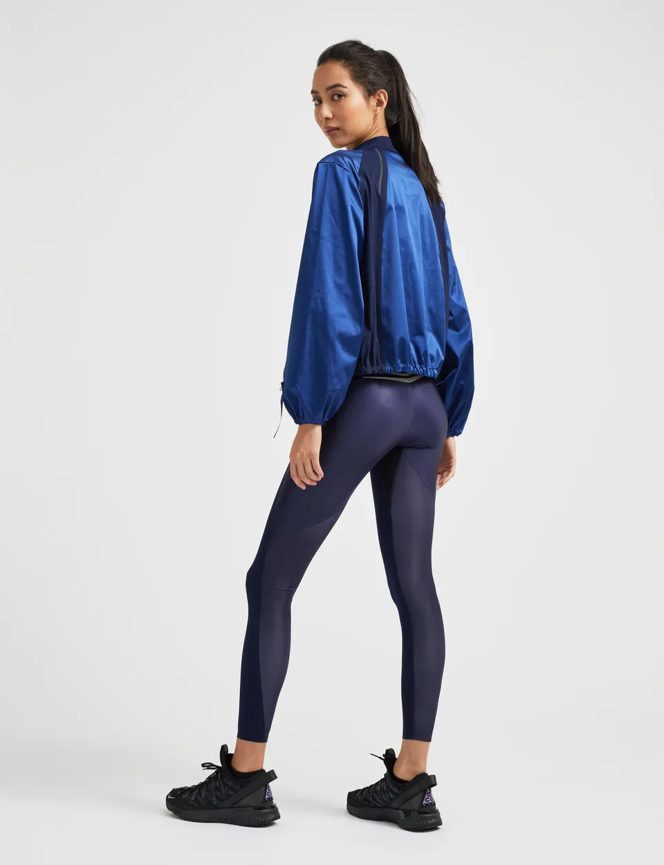 Lucas Hugh Satin Bomber Jacket giacca blu L elasticizzata