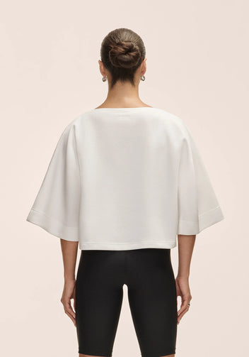 Casall Aria Cropped Boatneck maglia cropped bianca rilassata