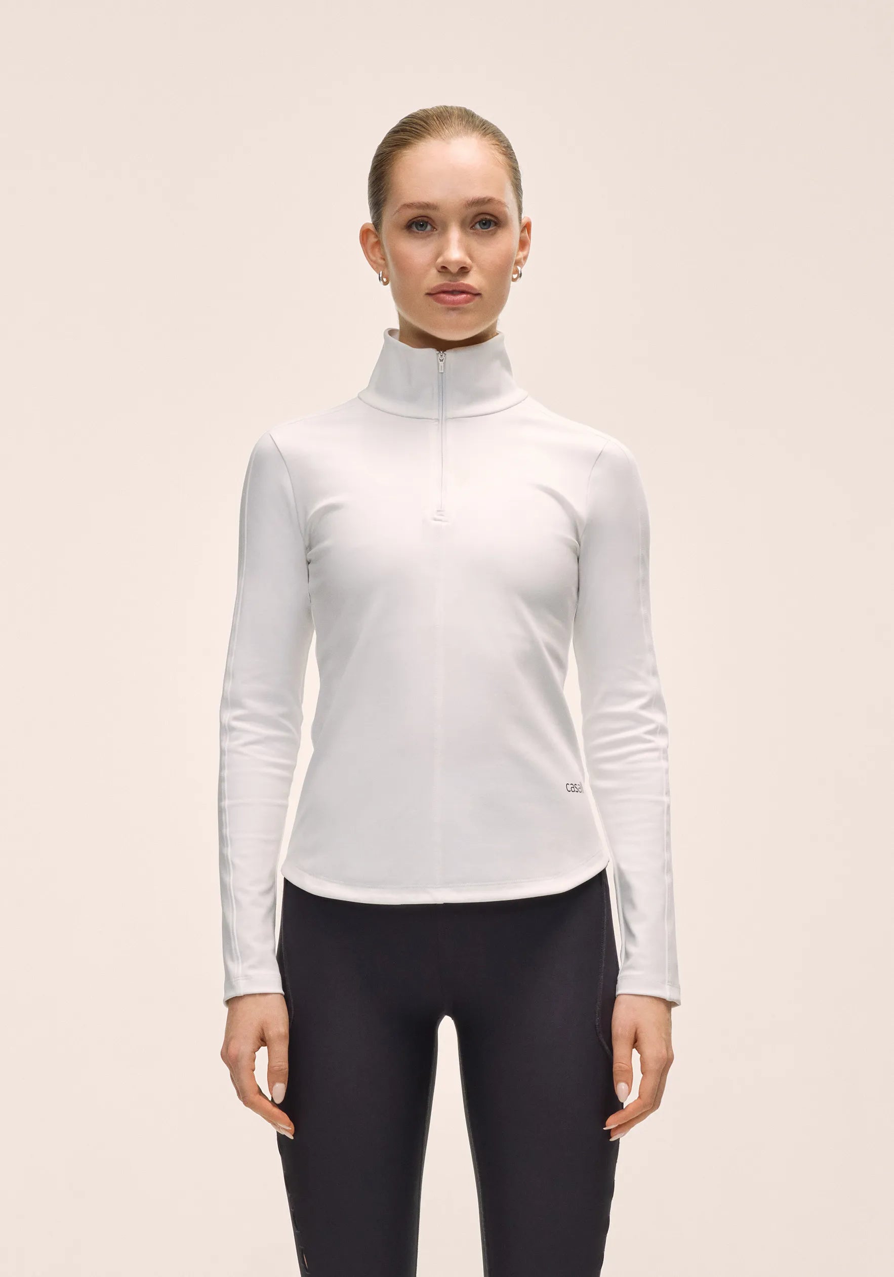 Casall Serene Half Zip maglia bianca manica lunga