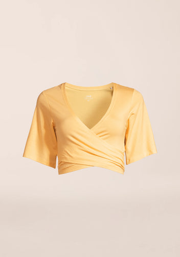 Casall Delight Cropped Wrap top yoga giallo leggero
