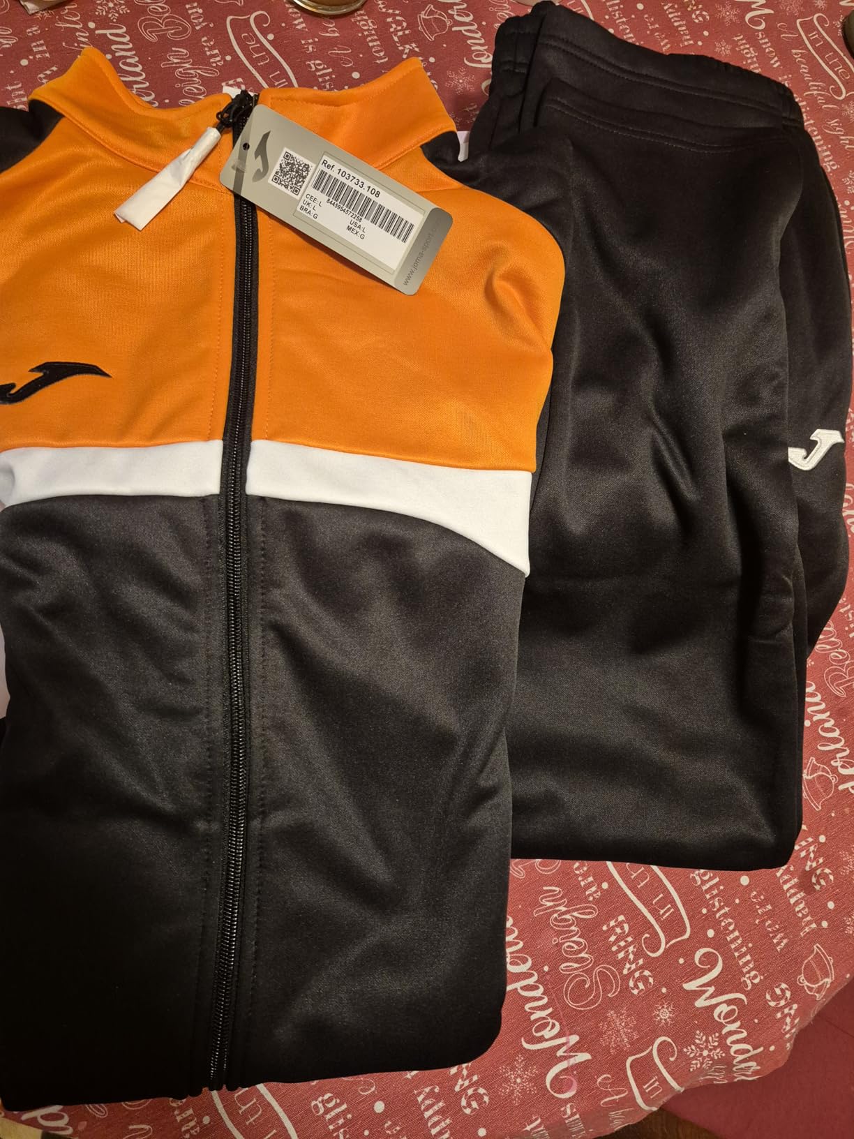 Joma Danubio tuta uomo nero arancione in pile caldo