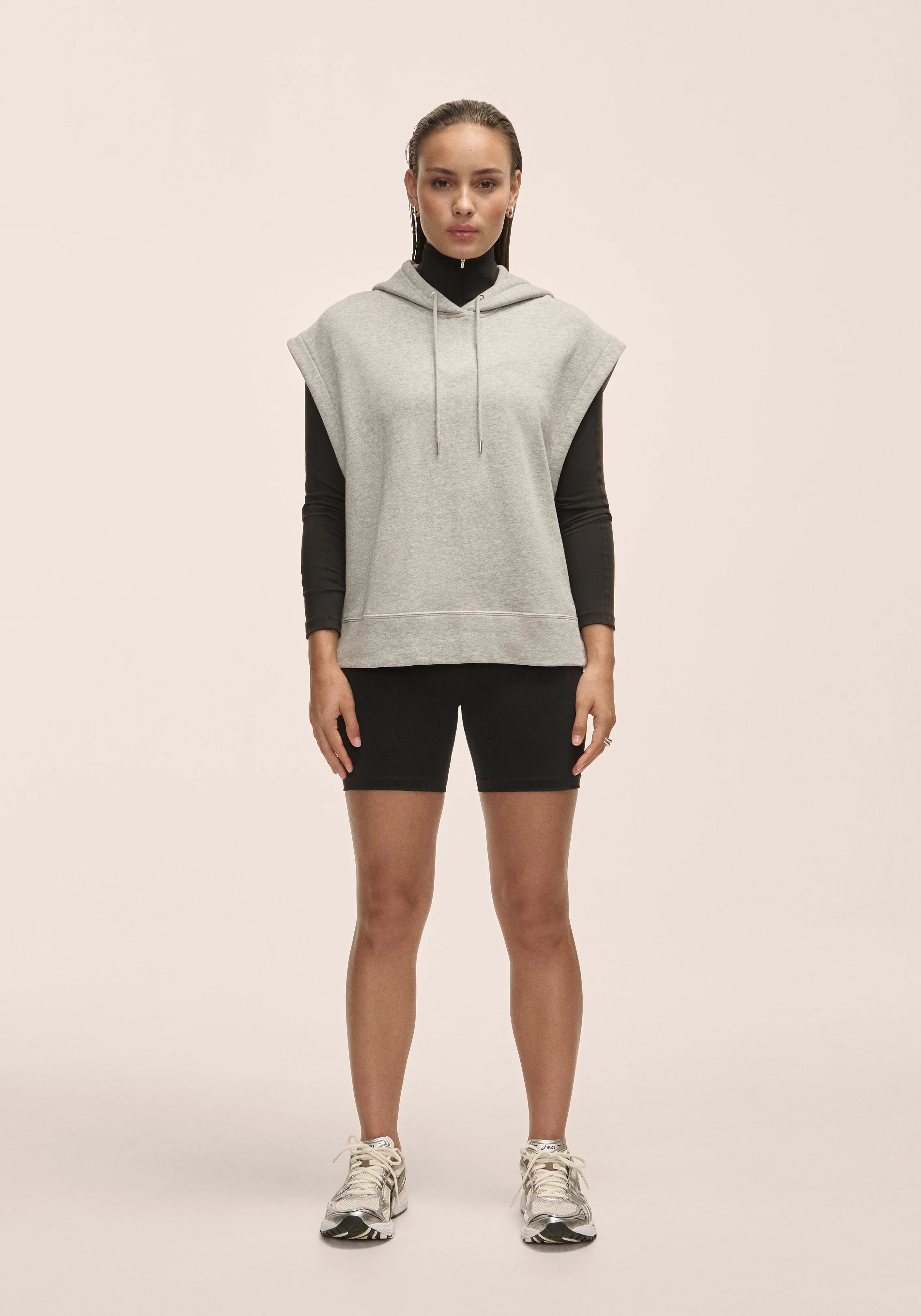 Casall Terry Spring Sleeveless Hoodie felpa grigia cotone
