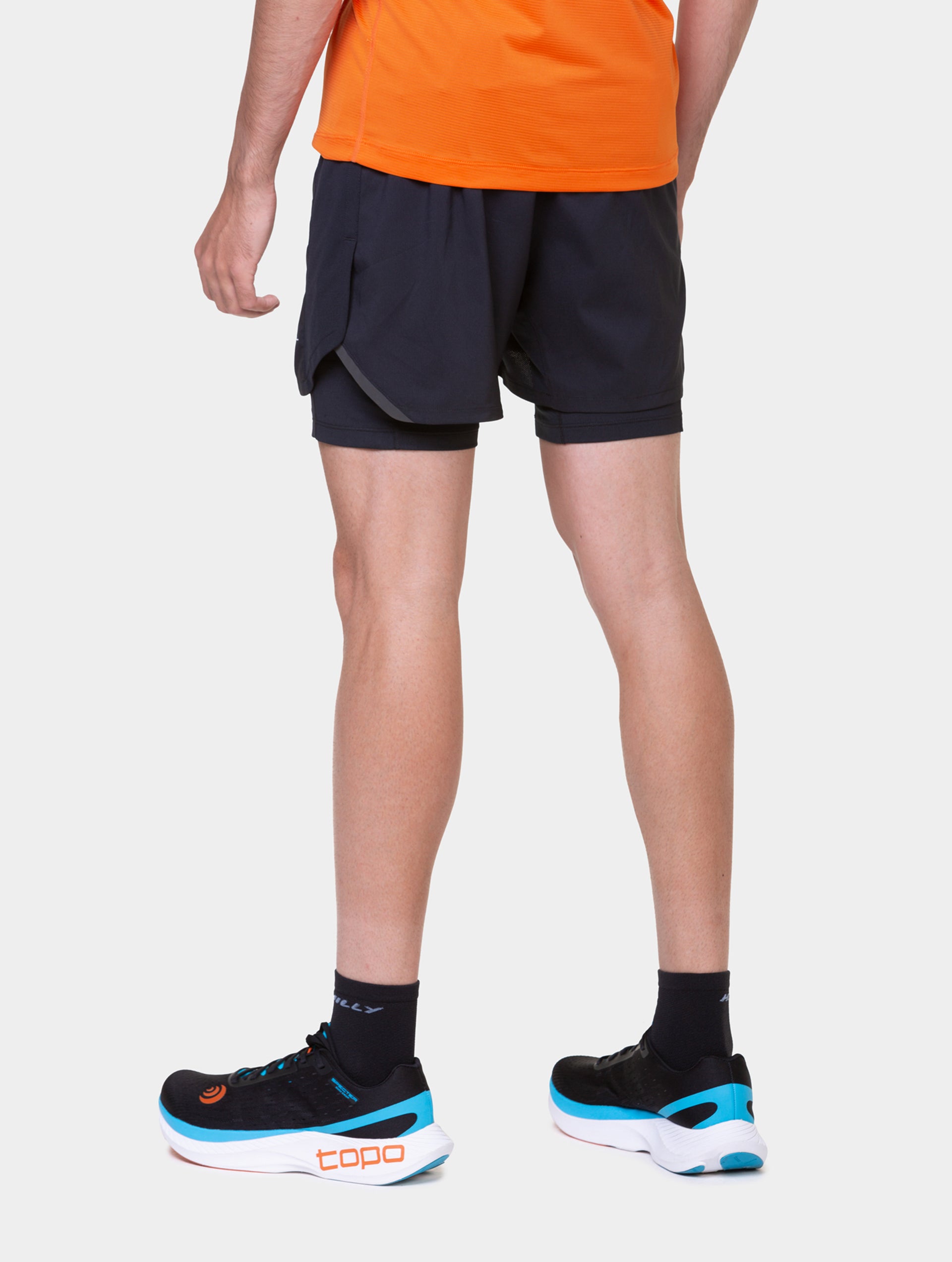 Ronhill Tech 5" Twin pantaloncini running uomo neri traspiranti
