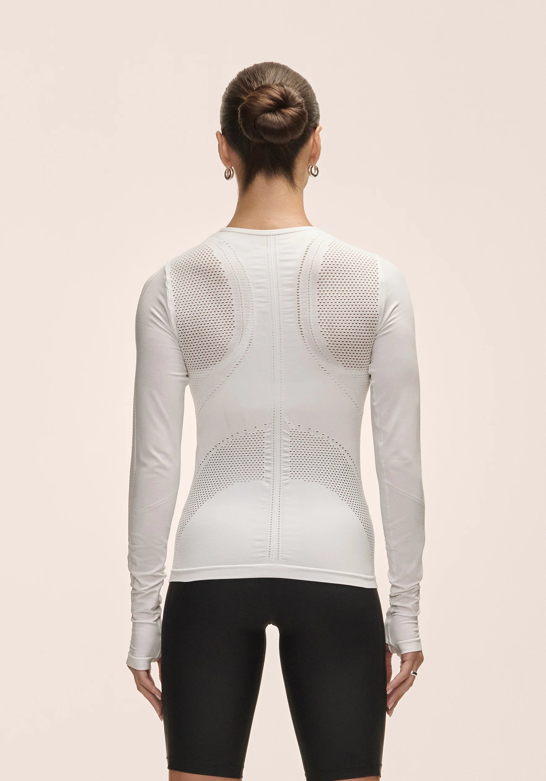 Casall Maze Long Sleeve maglia donna bianca traspirante