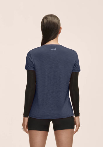 Casall Soft Texture Tee maglietta blu Tencel vestibilita regolare