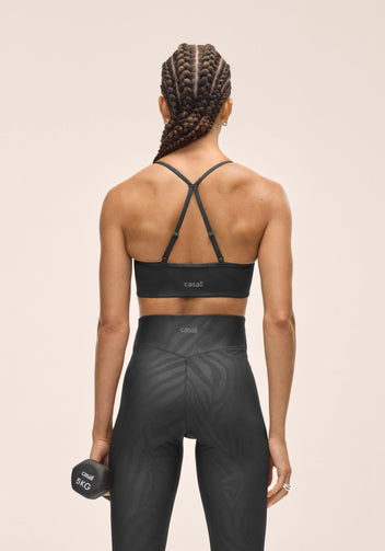 Casall Sleek Strappy Printed reggiseno zebra nero medio