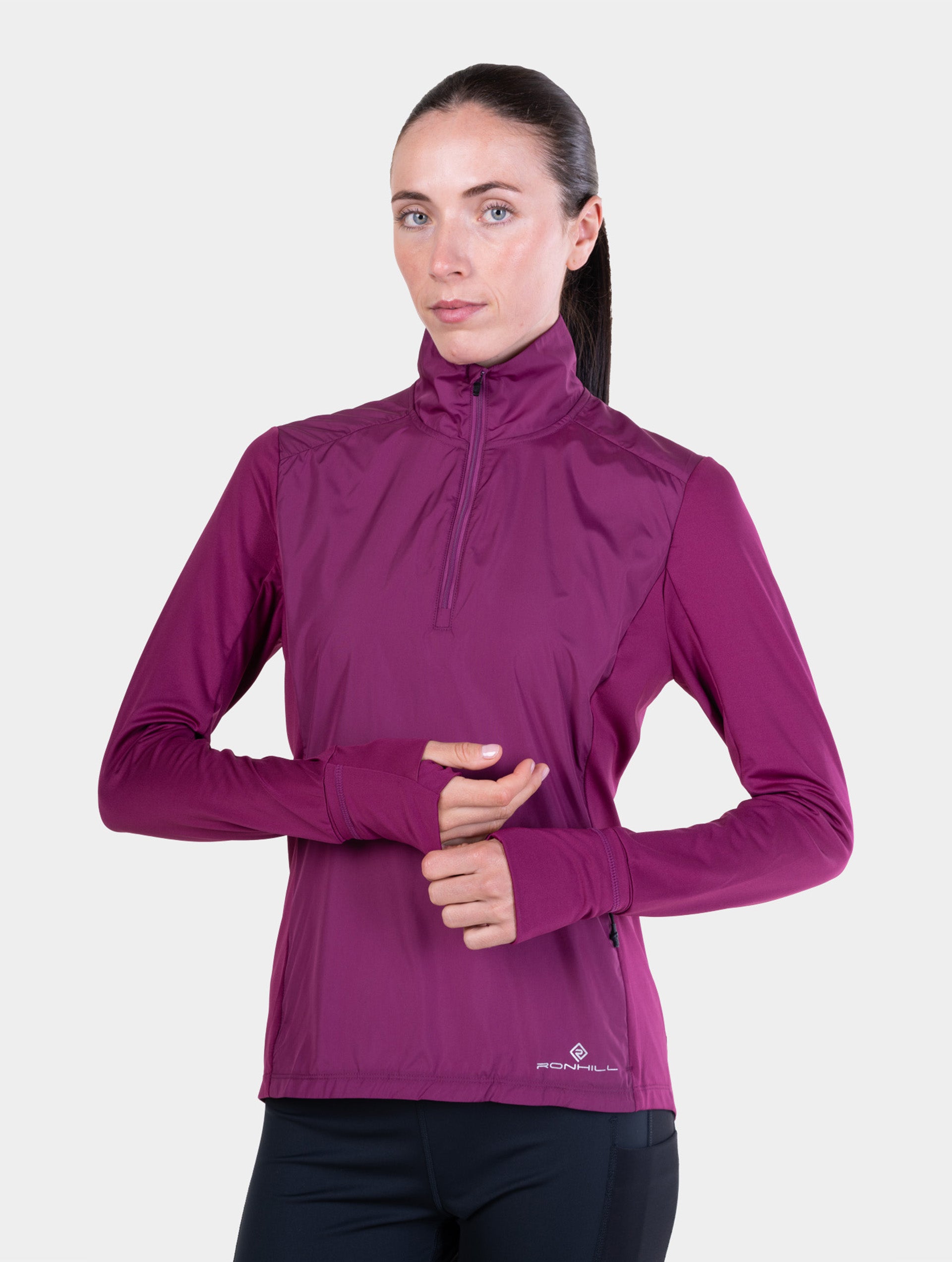 Ronhill Tech Wind-Block 1/2 Zip felpa running blu antivento