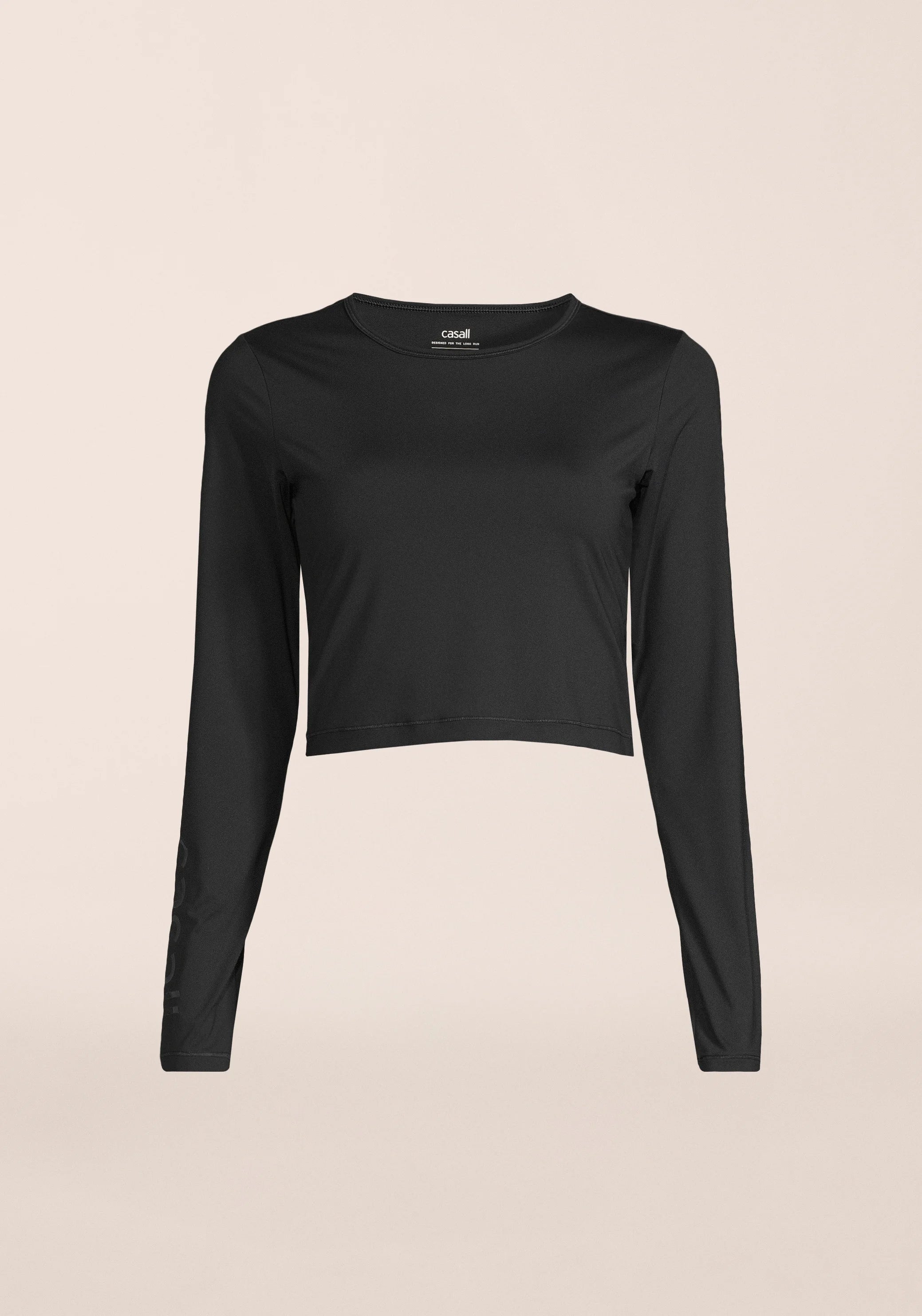Casall Graphic Crop Long Sleeve maglia nera traspirante