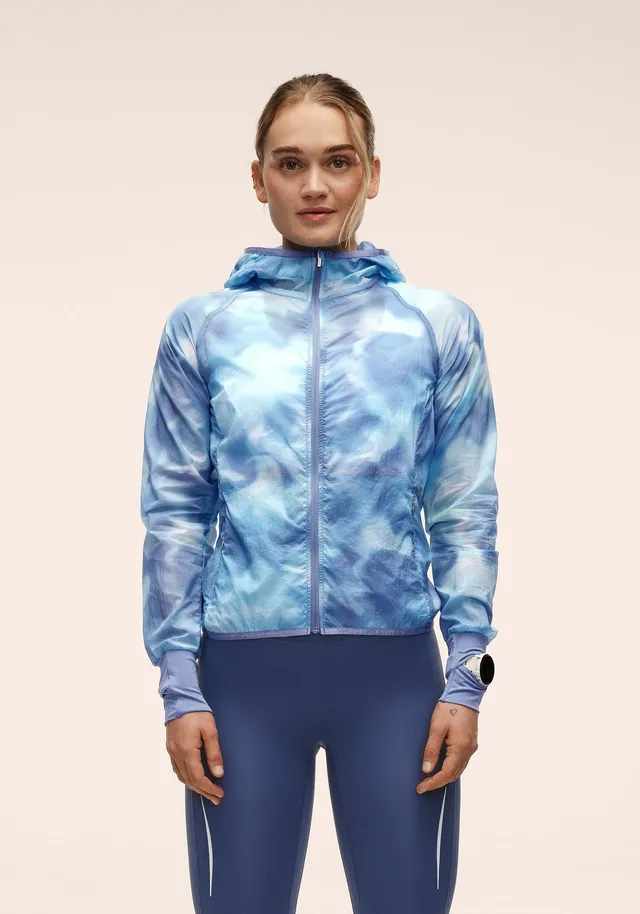 Casall Breeze Printed giacca running blu traspirante