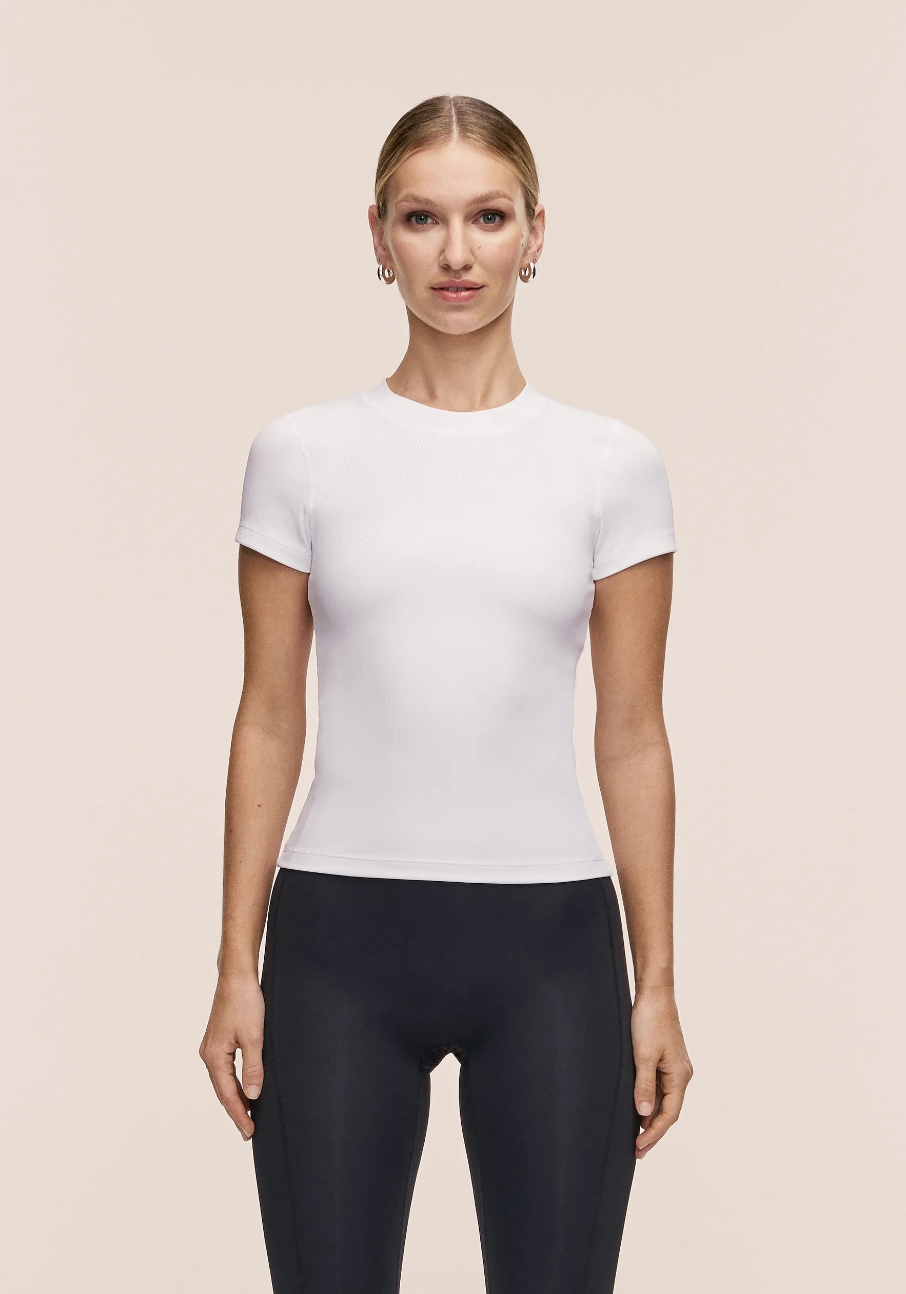Casall Defined Rib Tee t-shirt costina bianco