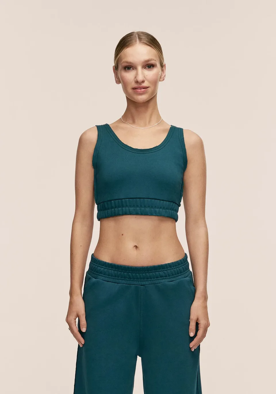 Casall Reversed Seam Terry Top top fitness verde cotone relaxed