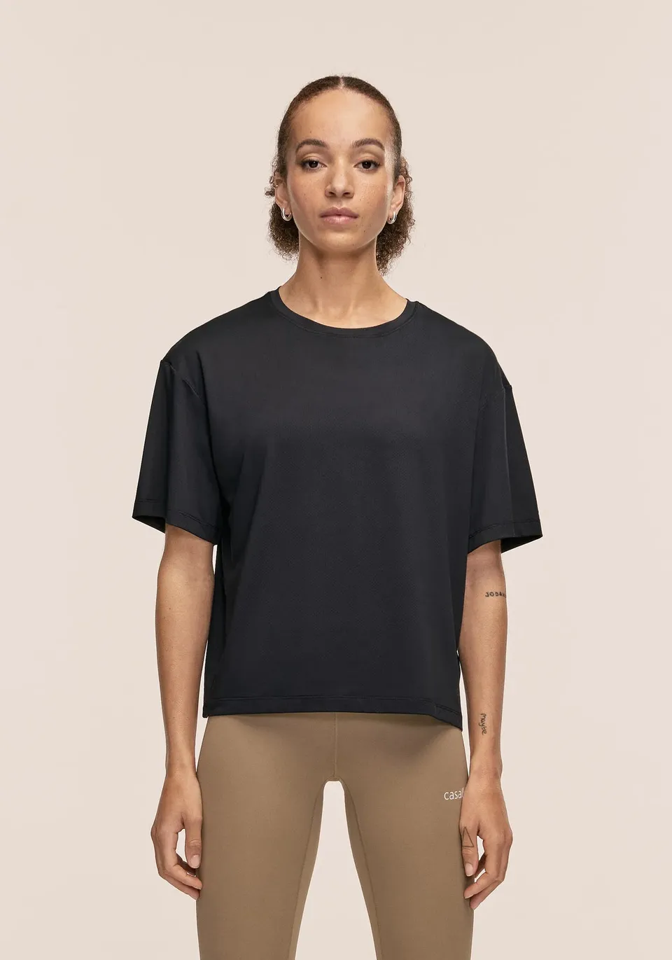 Casall Laser Mesh Tee maglia nera traspirante