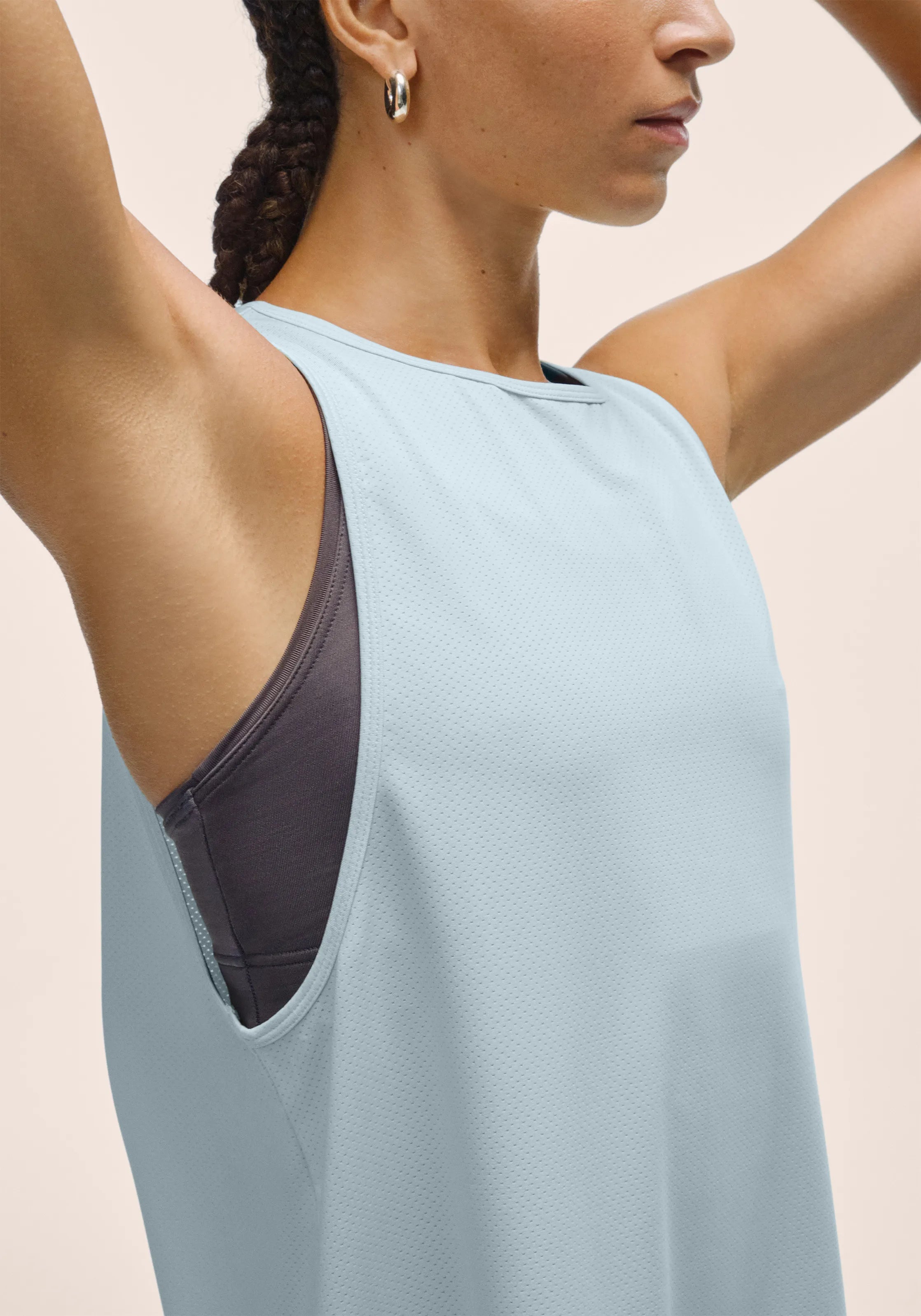 Casall Laser Mesh Flow Tank canotta sportiva azzurra mesh
