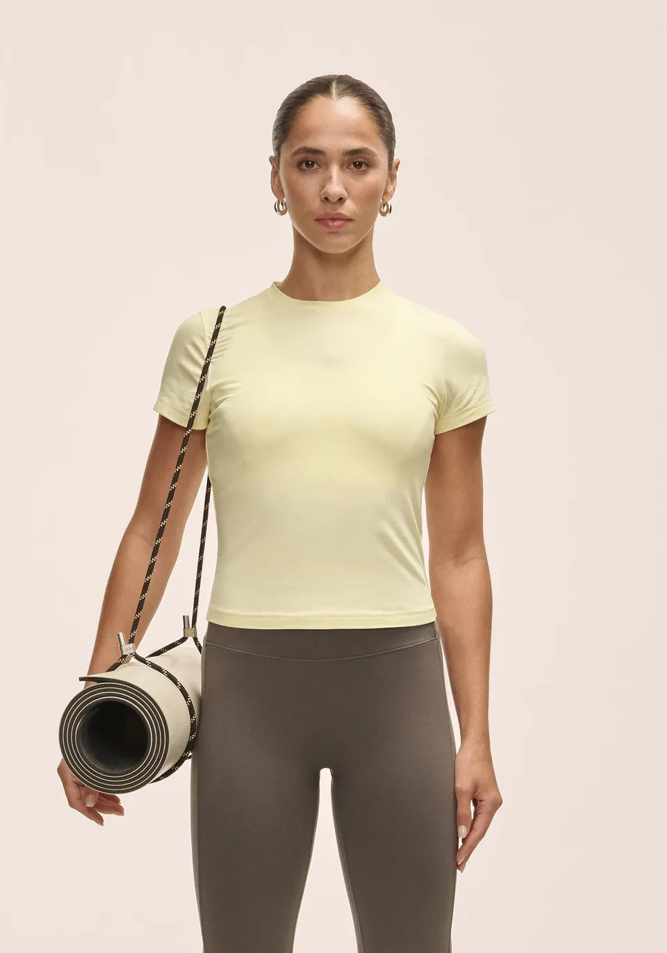 Casall Cotton Blend Slim Tee T-shirt Yellow Steam