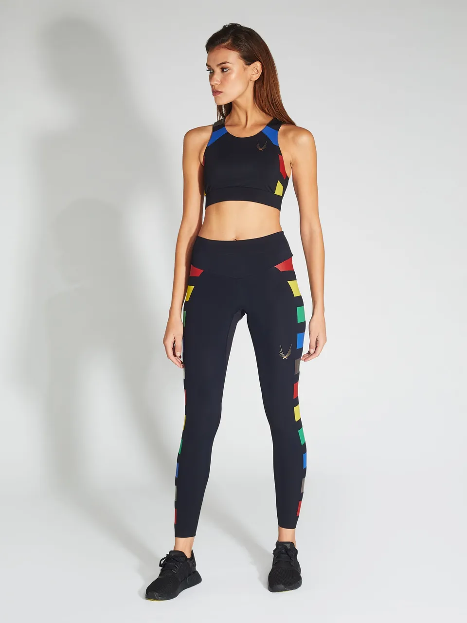 Lucas Hugh Odyssey Crop reggiseno sportivo nero multicolor