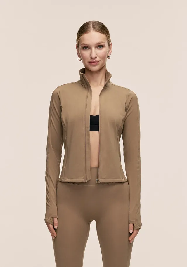 Casall Soft Touch Zip Jacket giacca Light Khaki attillata