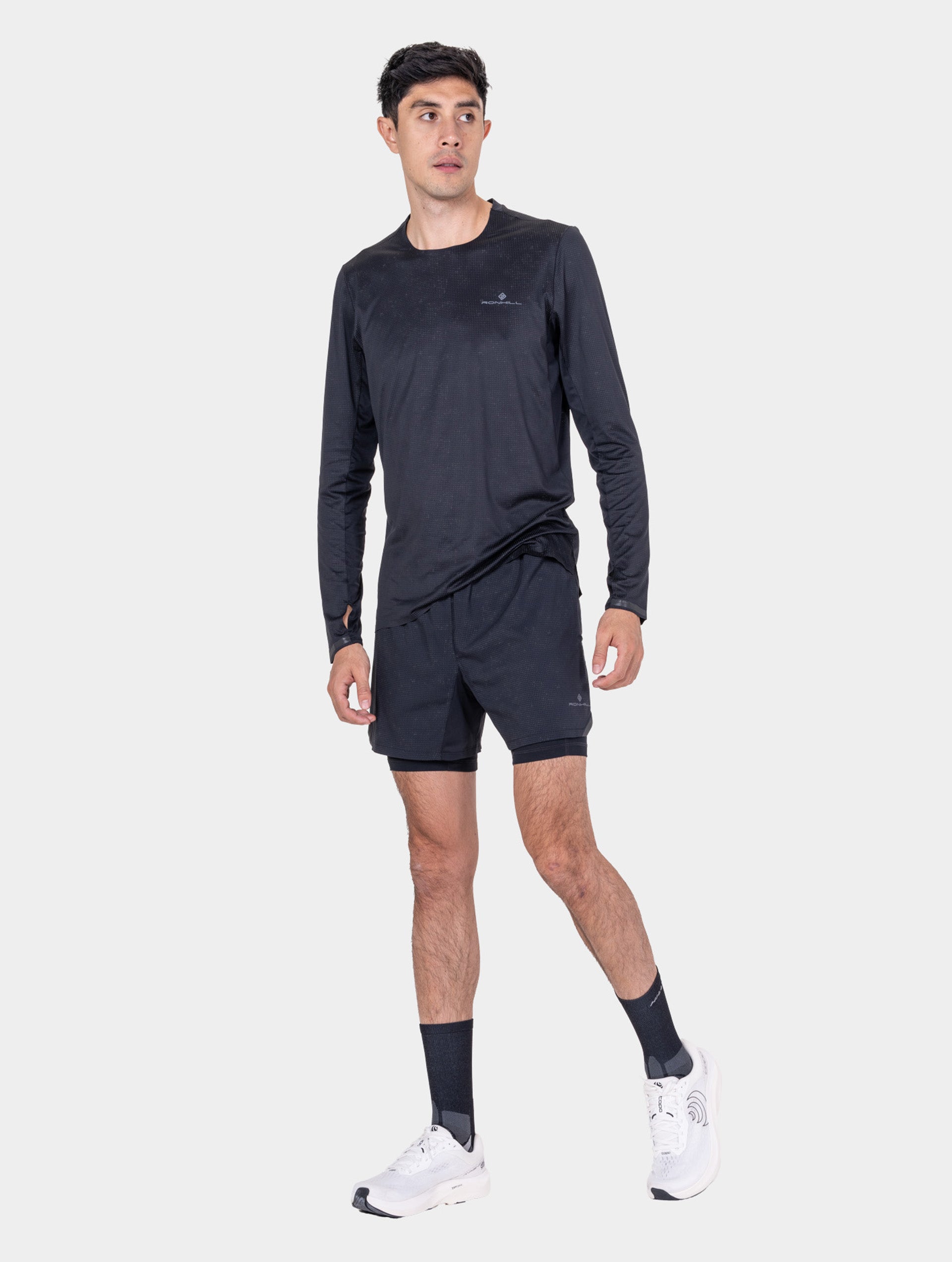 Ronhill Tech Reflect Lux L/S Tee maglia manica lunga nera riflettente