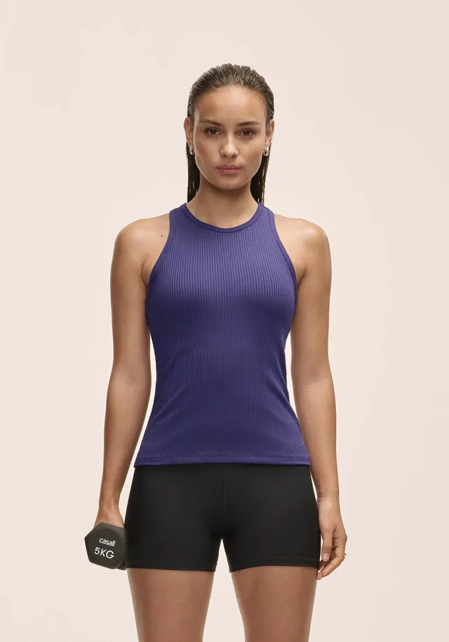 Casall Signified Rib Tank canotta Purple Eclipse a costine