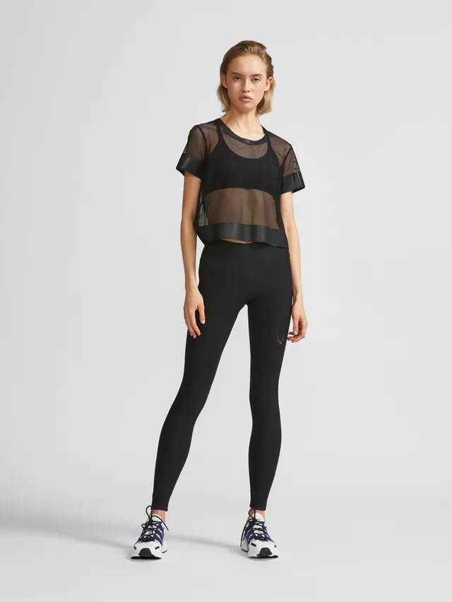 Lucas Hugh Mesh Crop T-Shirt maglietta nera traspirante