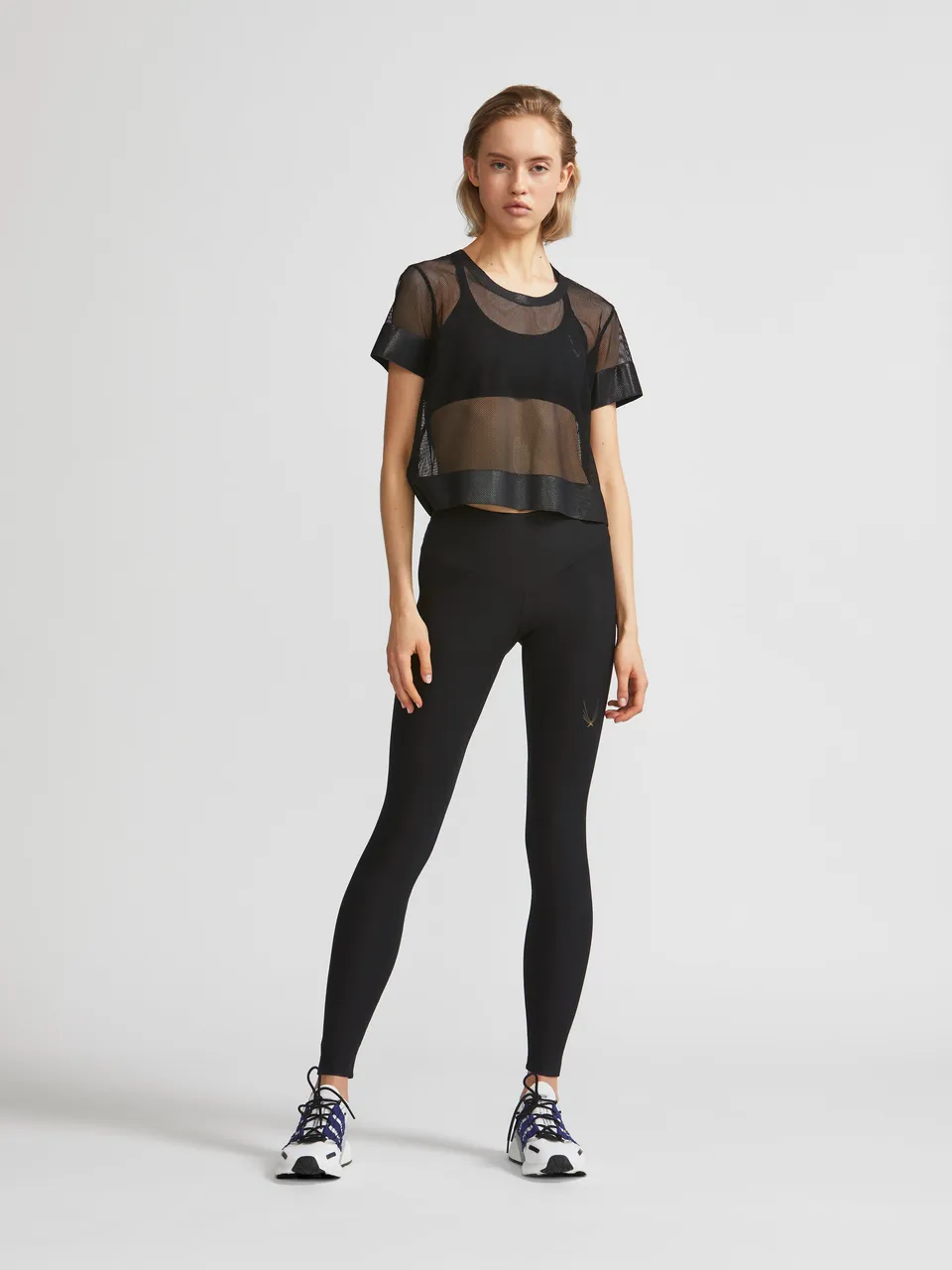 Lucas Hugh Mesh Crop T-Shirt maglietta nera traspirante