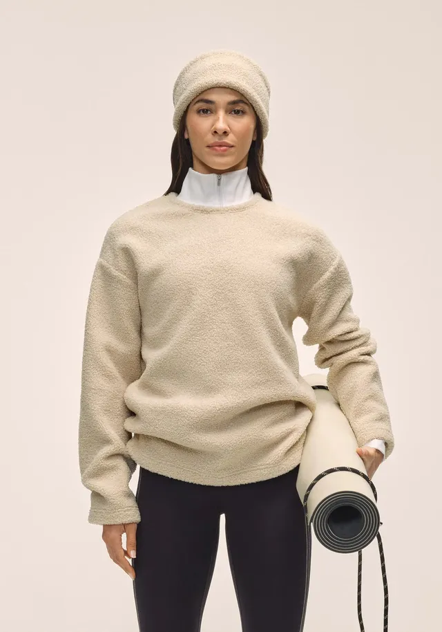 Casall Sherpa Long Sleeve Crew felpa ecru calda