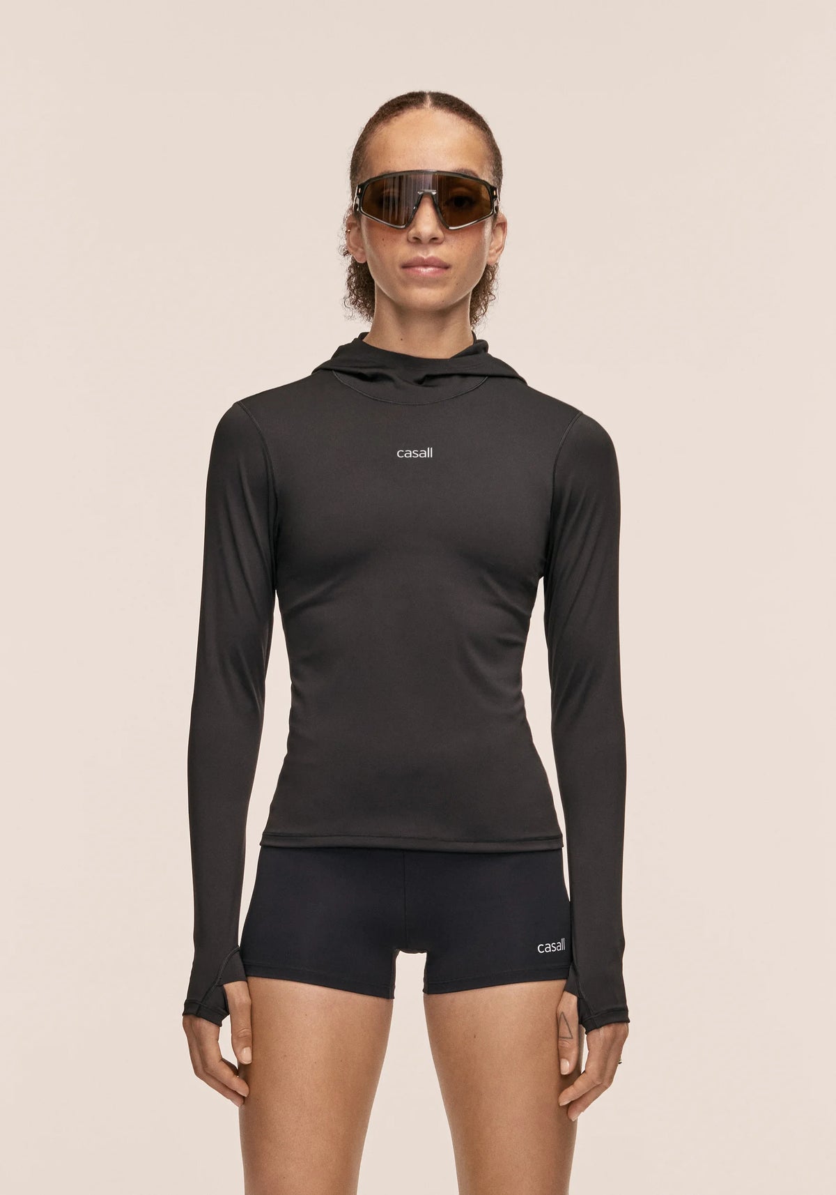 Casall Neat felpa cappuccio nero maniche lunghe