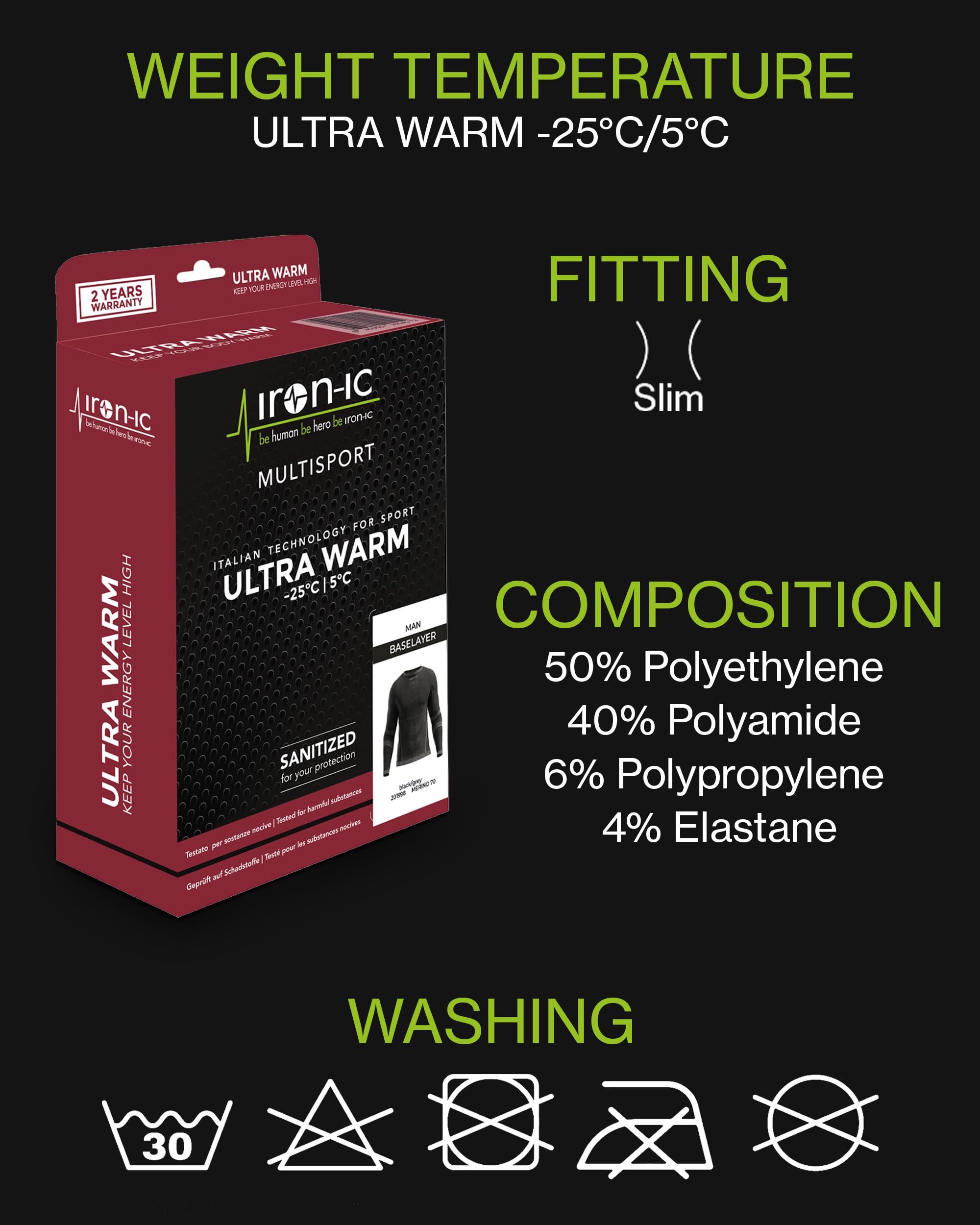 Iron-Ic I-Protect 600813 leggings 3/4 uomo S-M termici