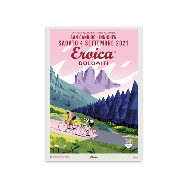 L'Eroica Dolomiti 2021 poster illustrazione ufficiale