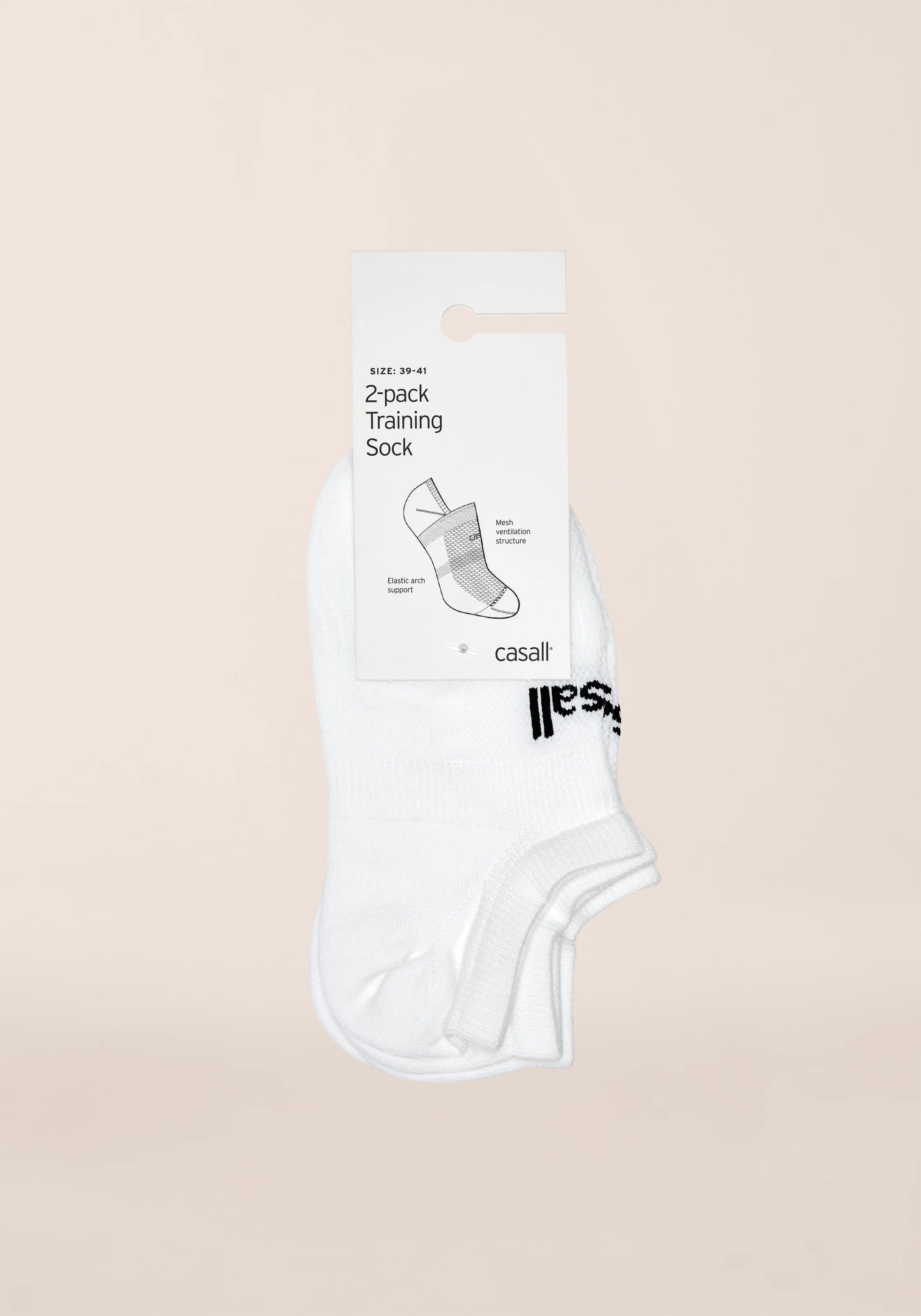 Casall Training Sock calzini bianchi 2 paia traspiranti