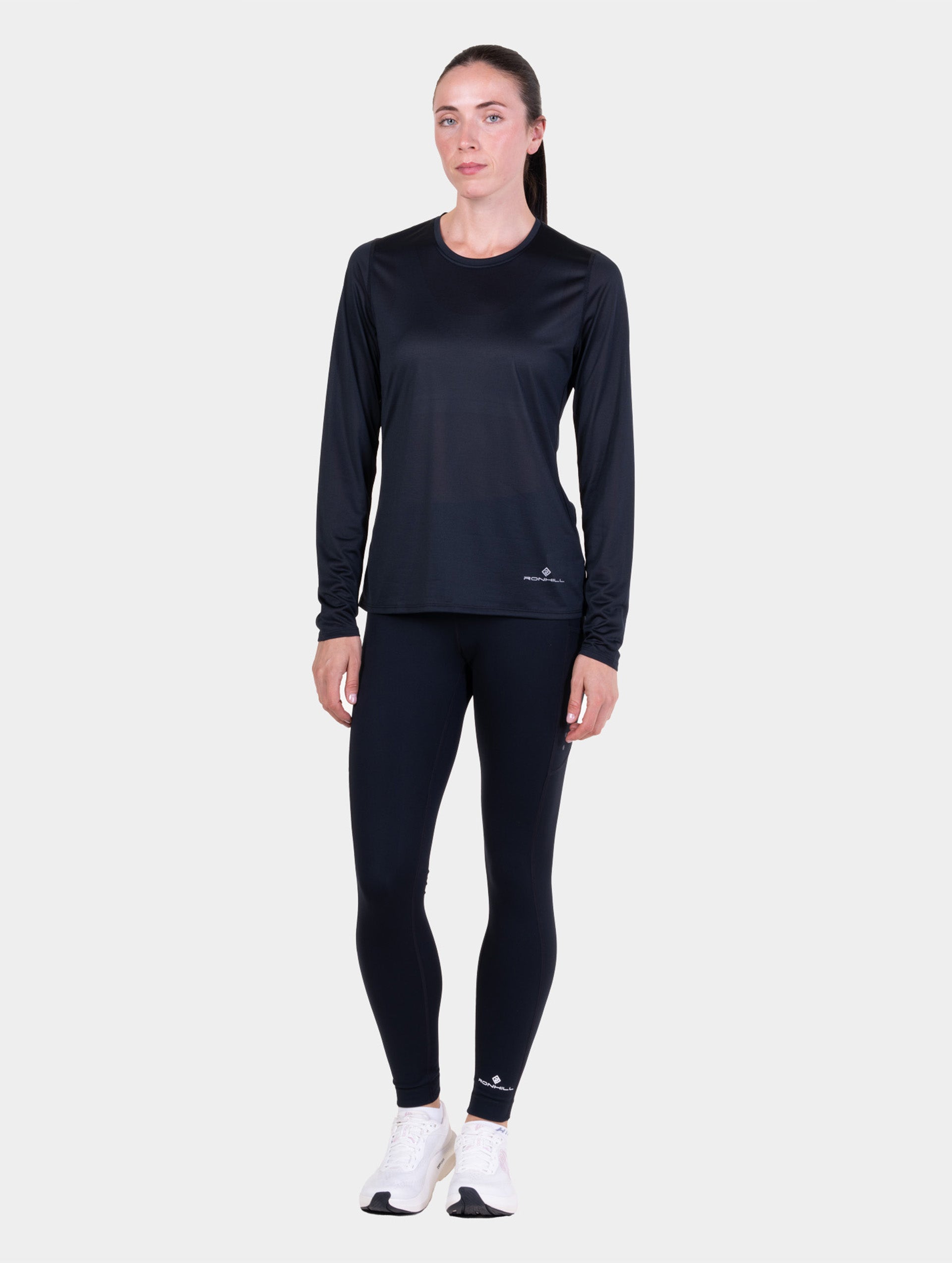 Ronhill Core maglia running manica lunga donna Nero traspirante