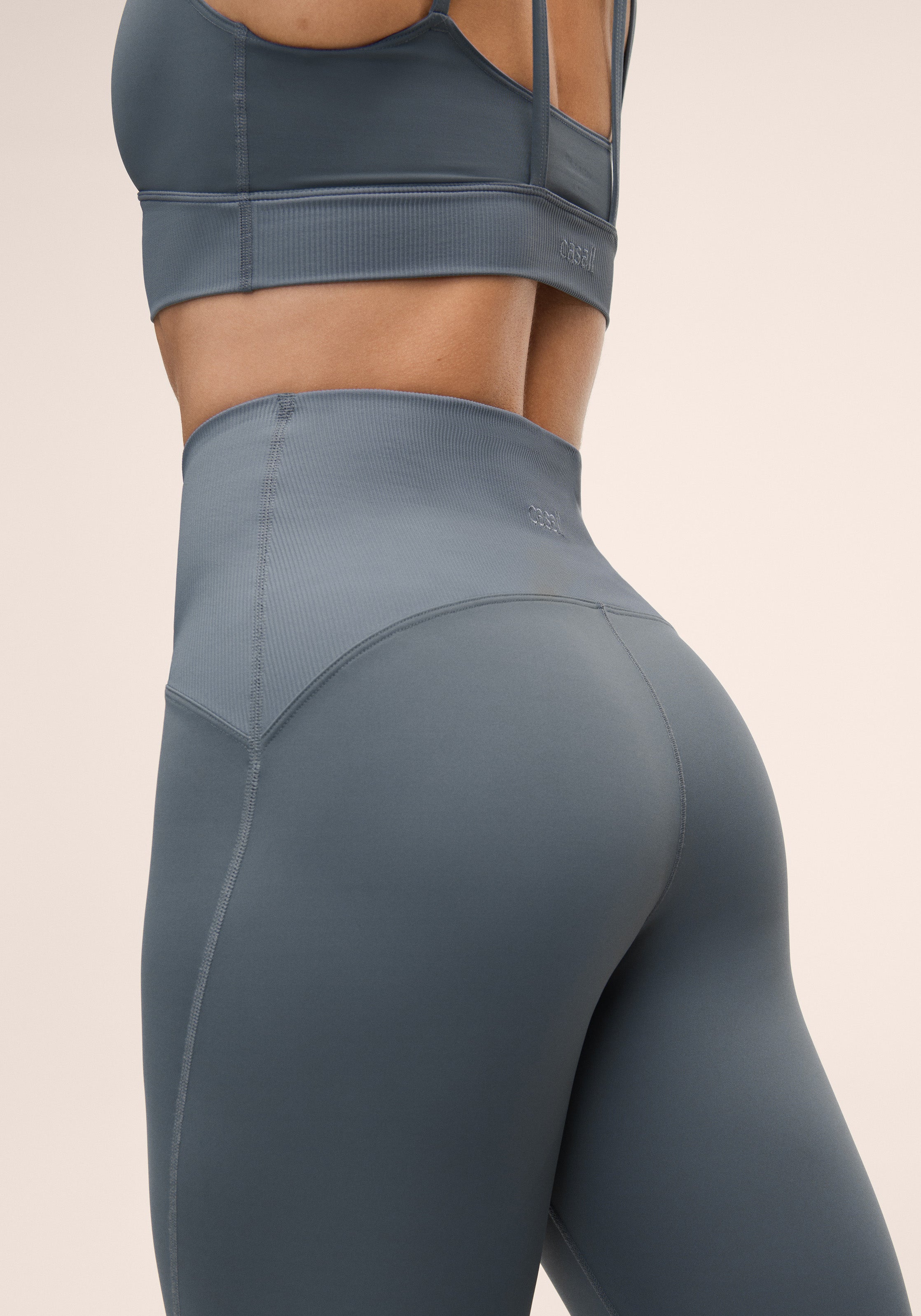 Casall Brace Rib High Waist Tights leggings blu vita alta