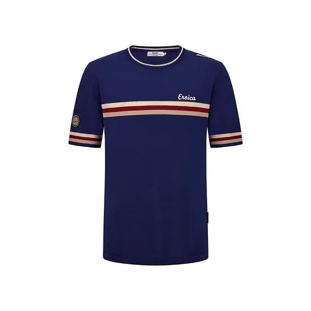 L'Eroica Timo t-shirt navy viscosa jacquard slim