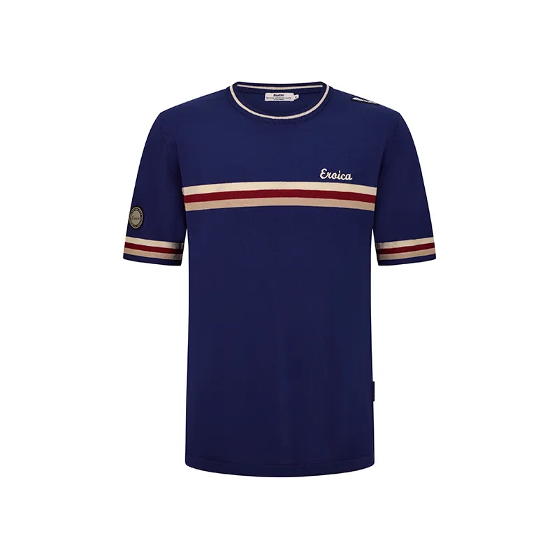 L'Eroica Timo t-shirt navy viscosa jacquard slim