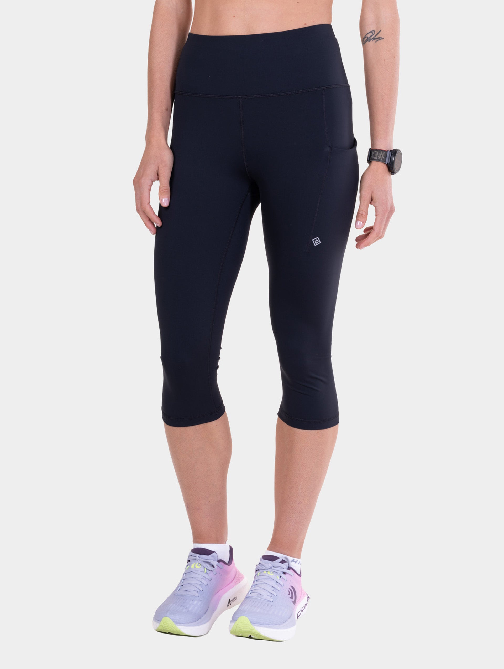 Ronhill Tech Contour Capri leggings donna nero elasticizzato
