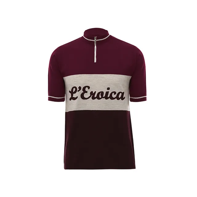 L'Eroica Vino maglia ciclismo lana rossa Toscana