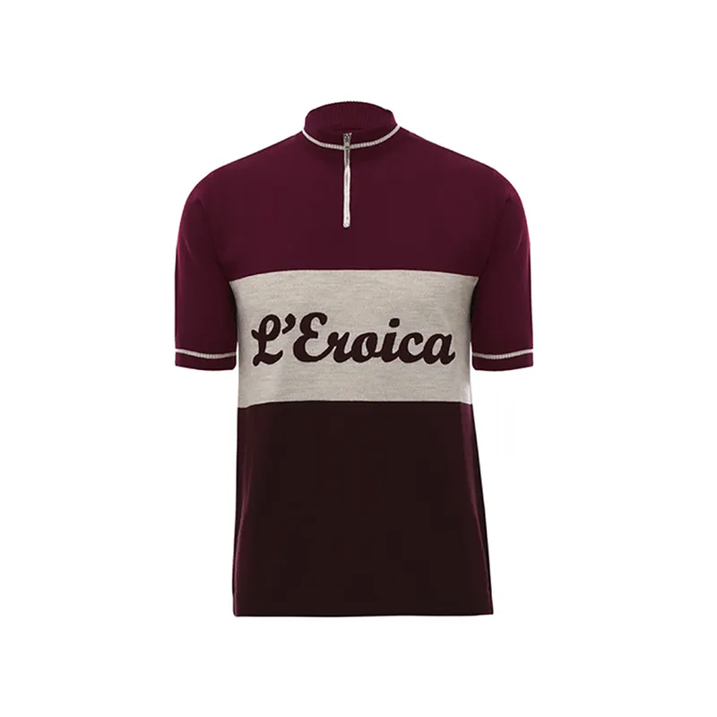 L'Eroica Vino maglia ciclismo lana rossa Toscana