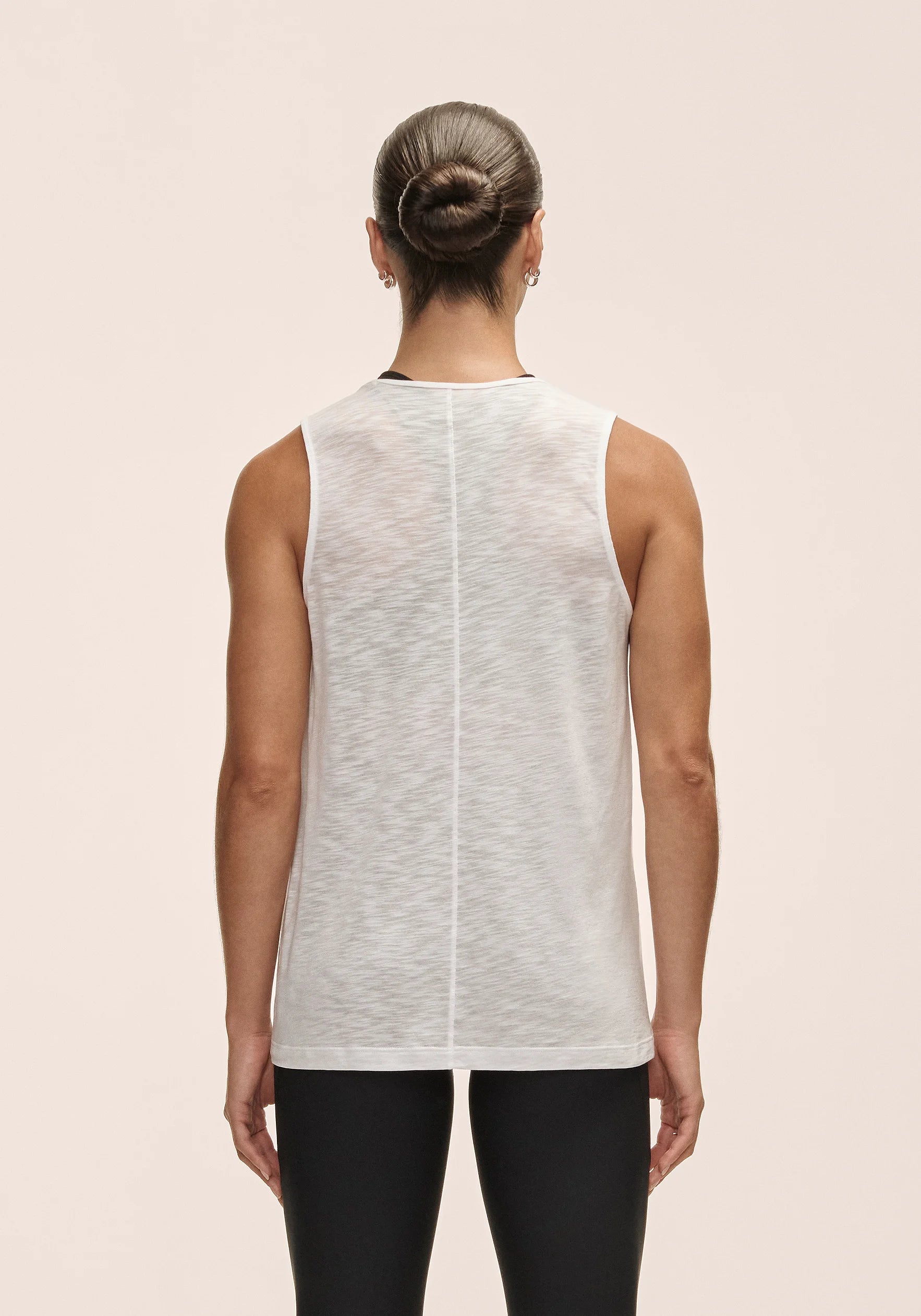 Casall Soft Texture Tank canotta White Tencel collo alto