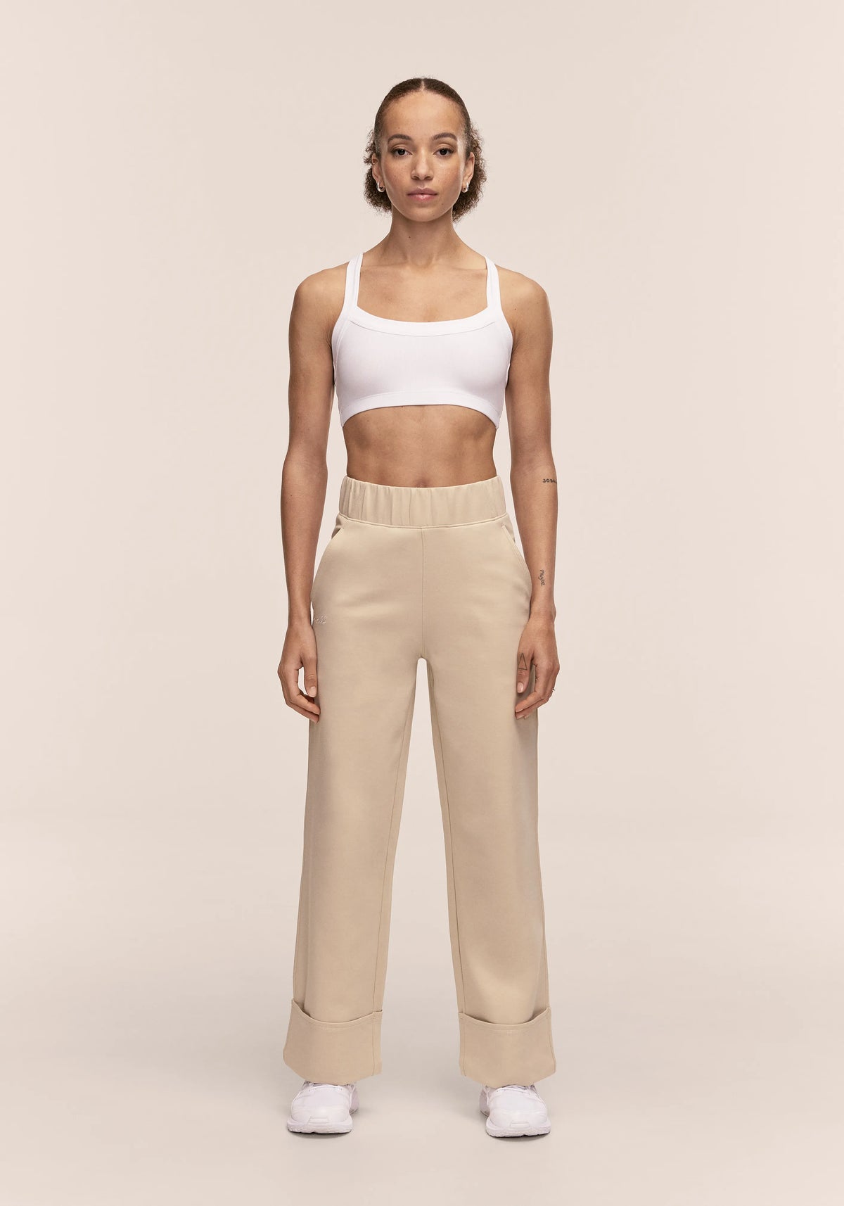 Casall Aria Turn Up Straight jogger Ecru cotone bio