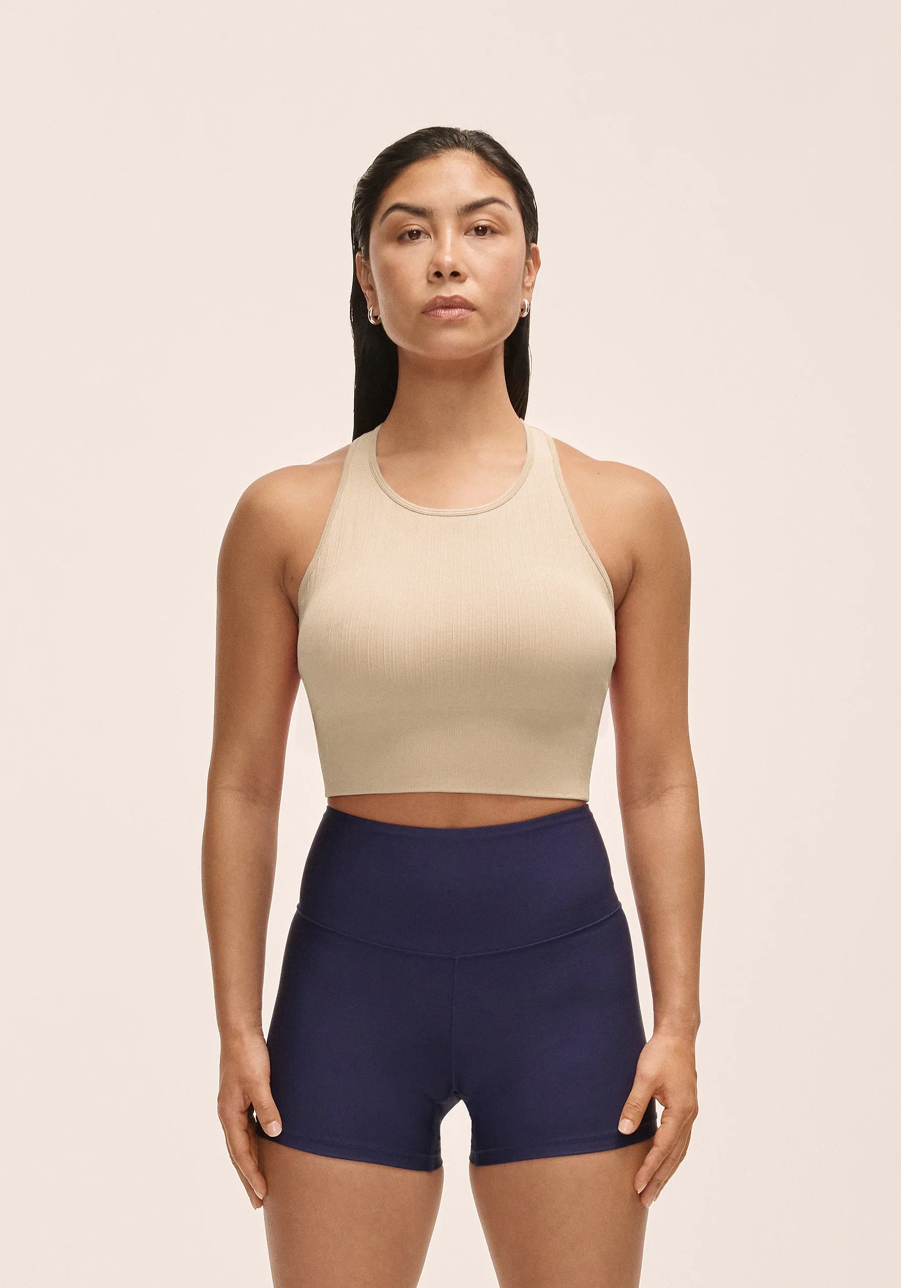 Casall Multi Rib Seamless top sportivo imbottito ecru
