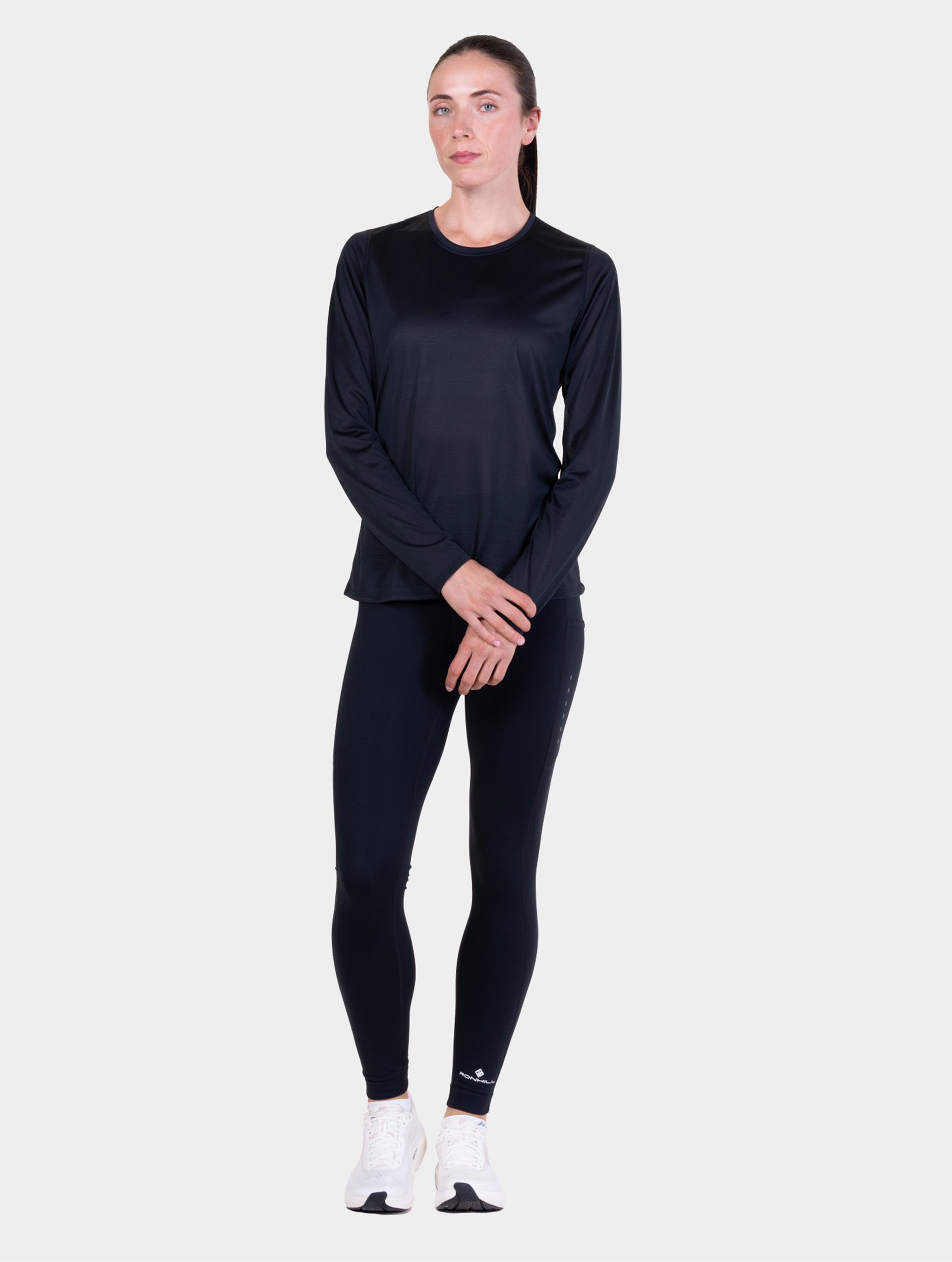 Ronhill Core maglia running manica lunga donna Nero traspirante